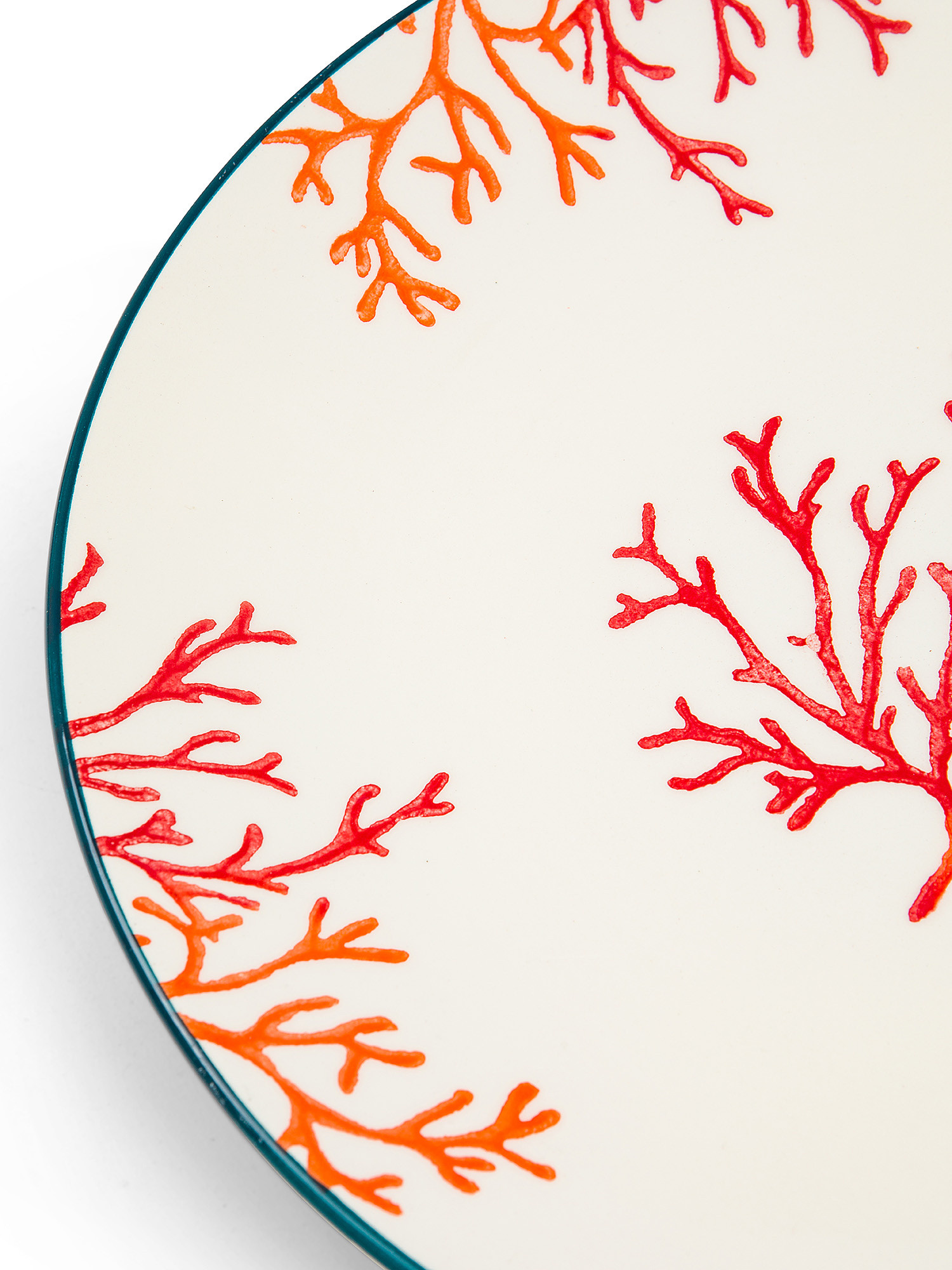 Ceramic flat plate with coral motif, White, large image number 1