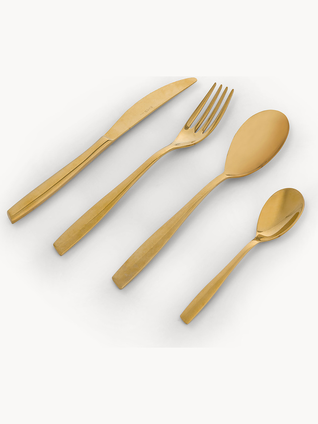 Set of 24 Eleven gold steel cutlery