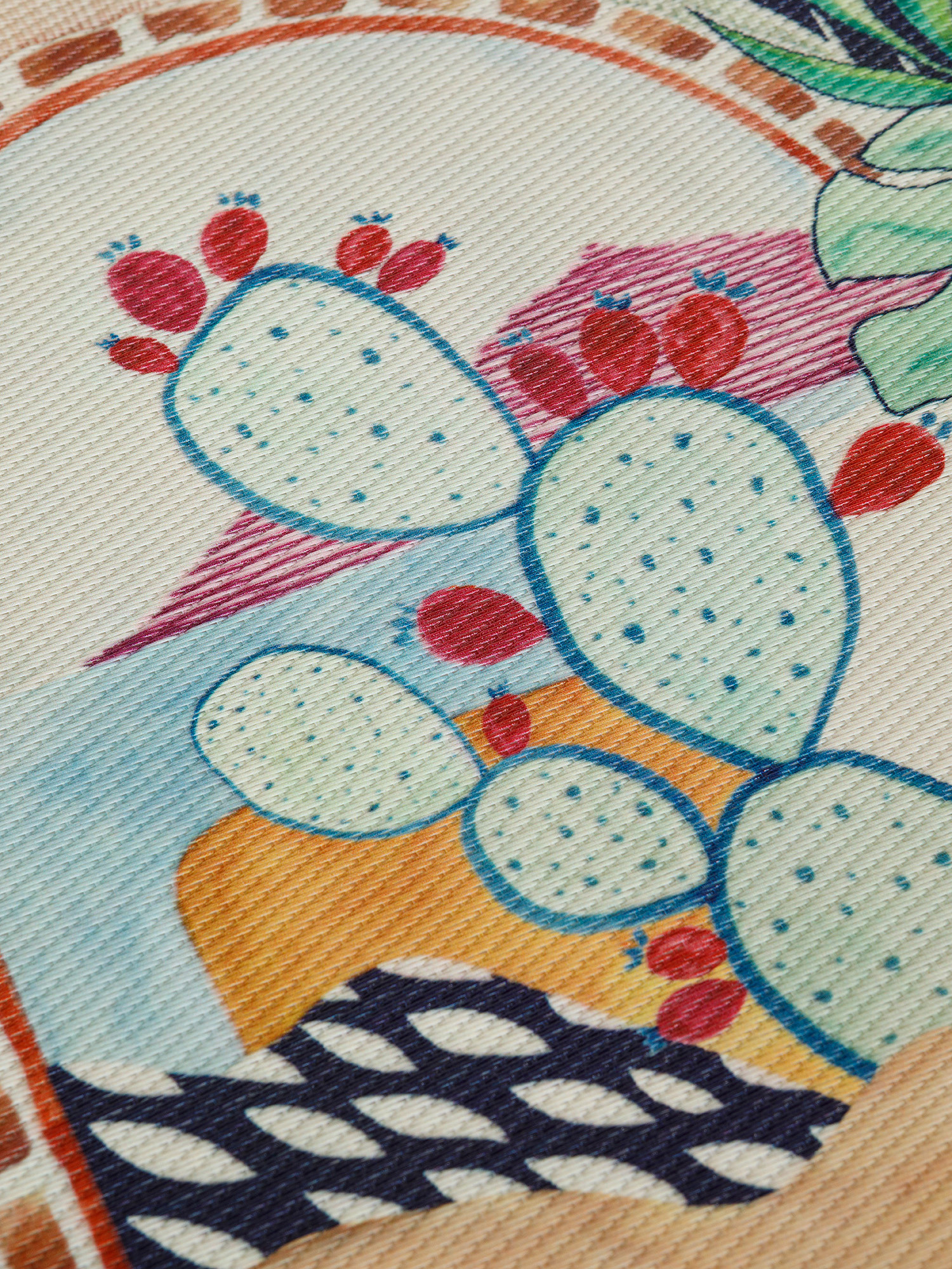 PVC placemat with prickly pear print, Multicolor, large image number 1
