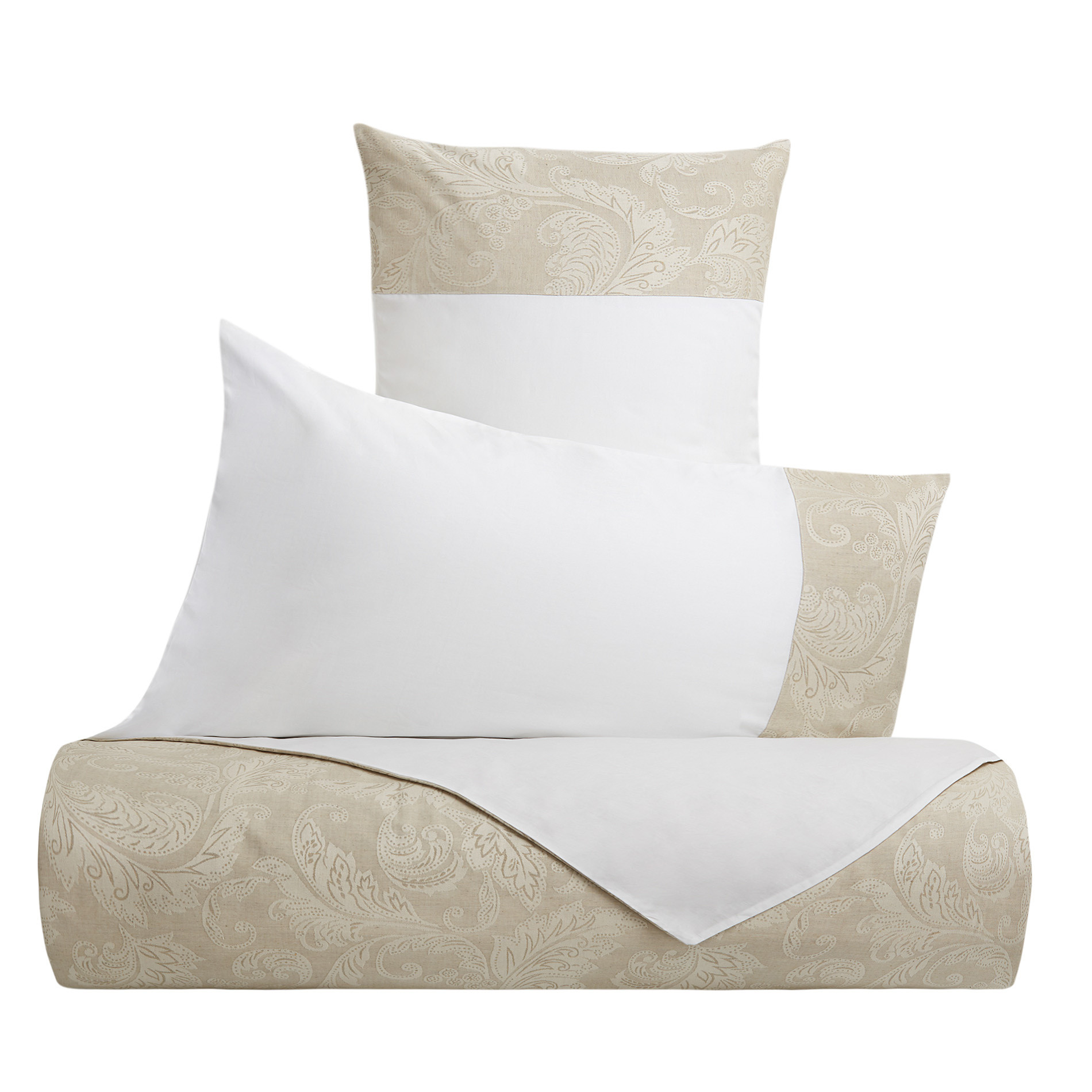 Portofino 100% cotton duvet cover with linen trim, White, large image number 0