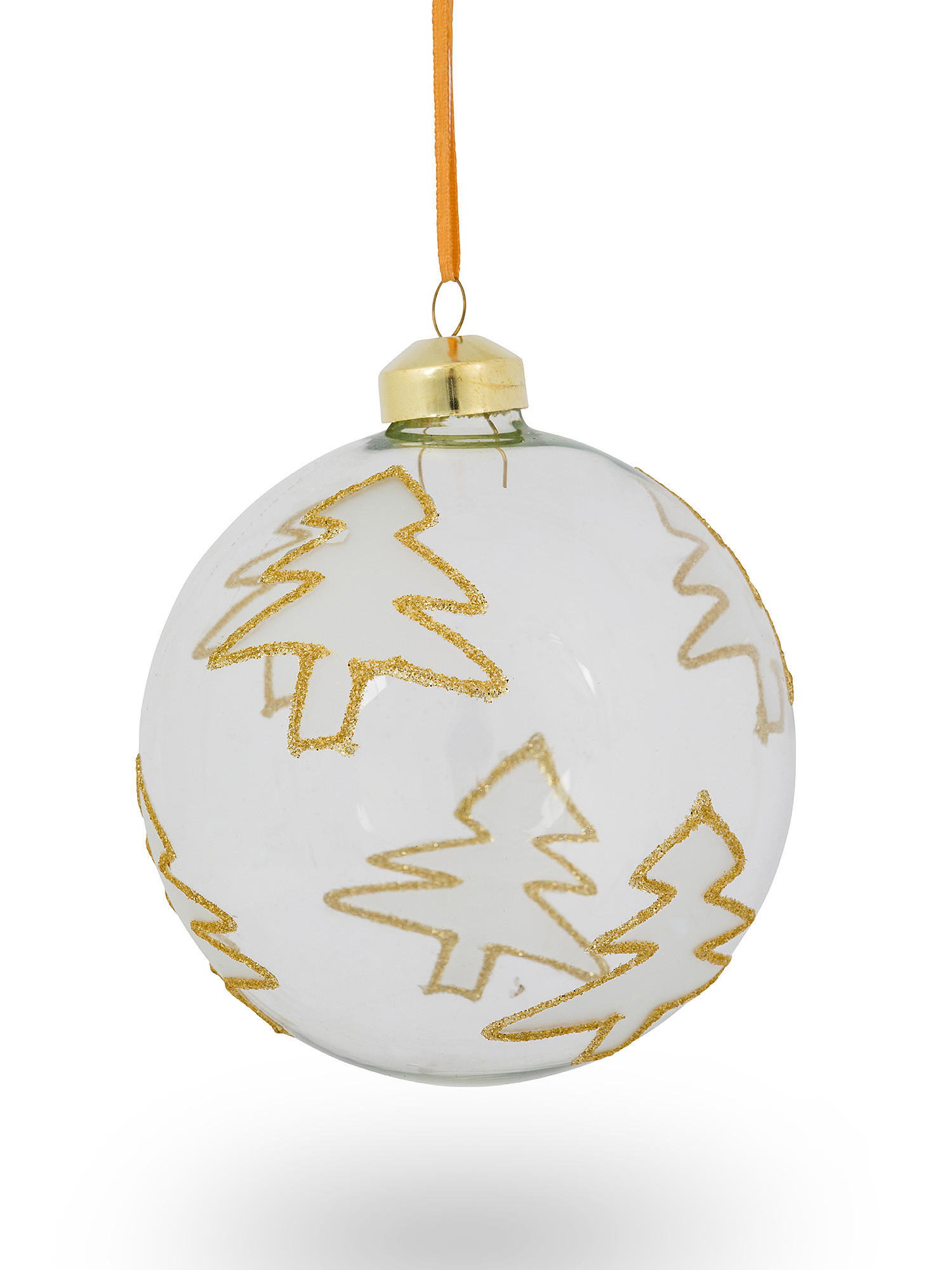 Sfera con disegno stella e albero in vetro decorata a mano, Trasparente, large image number 1