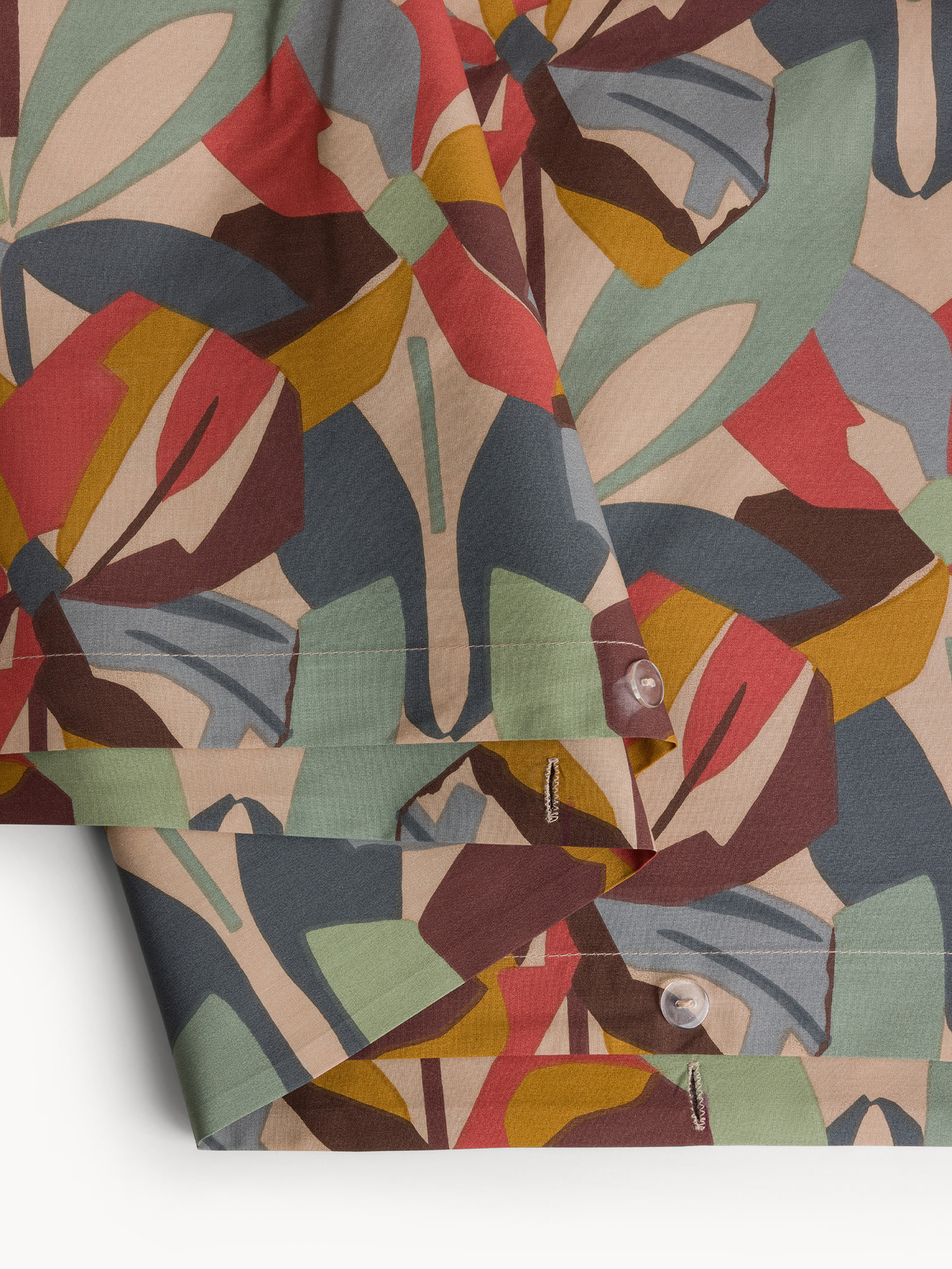 Floral Print Percale Cotton Duvet Cover, Multicolor, large image number 2