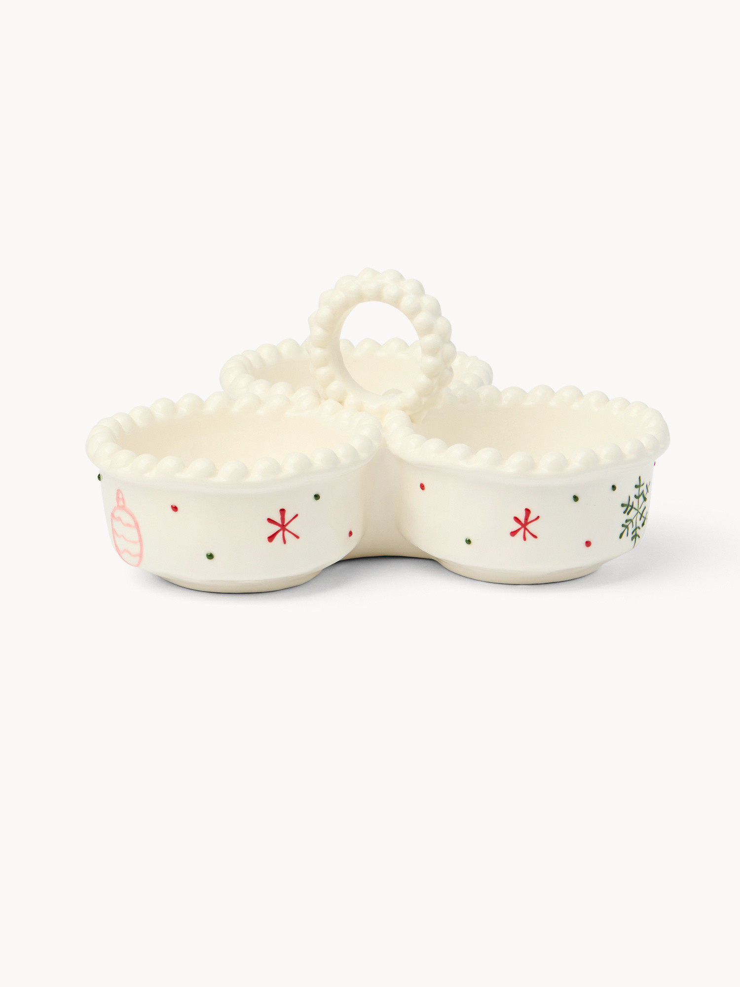 Porcelain Christmas village-shaped appetizer plate, White, large image number 0