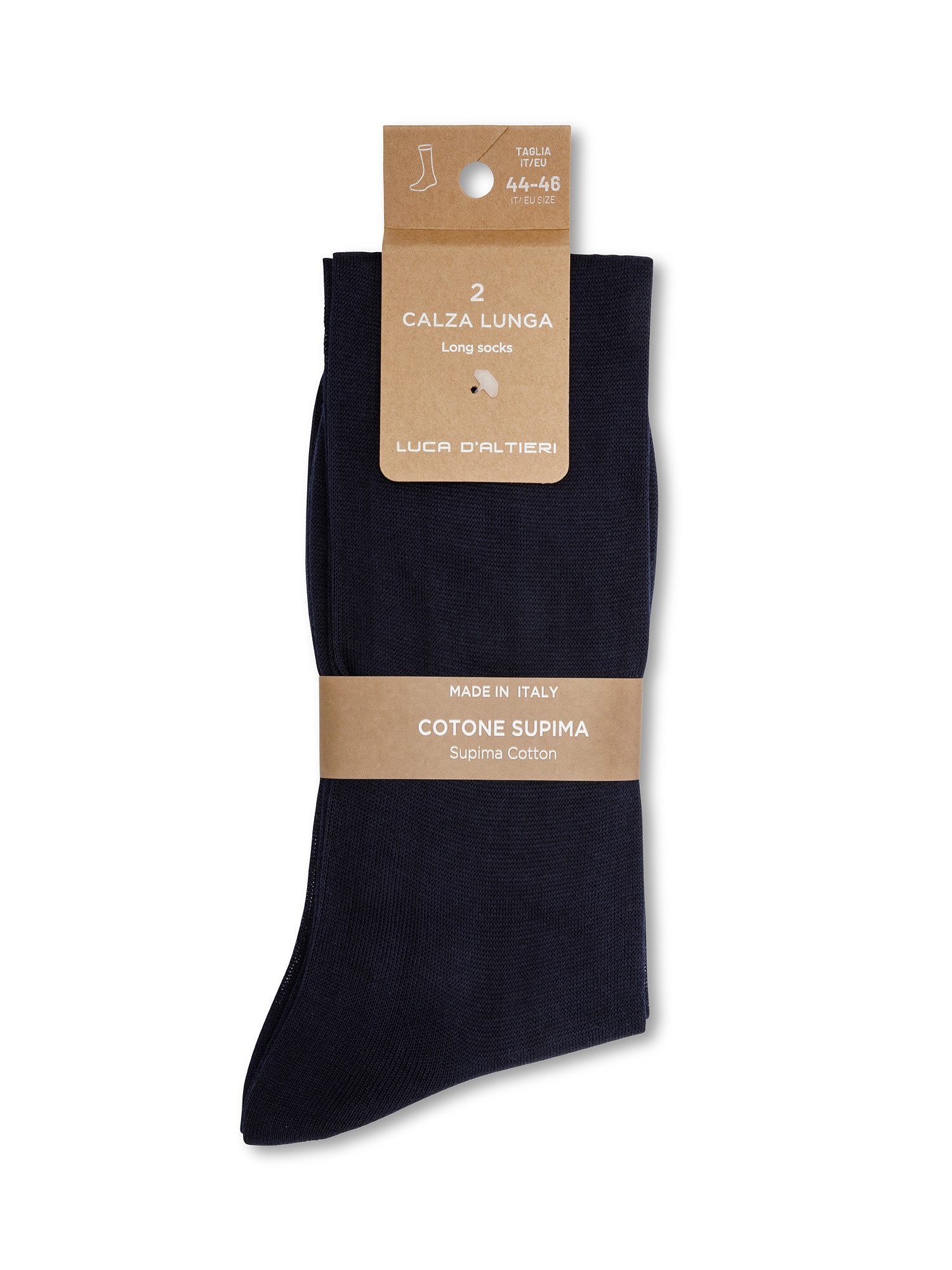 Set of 2 solid color supima cotton long socks, Blue, large image number 0