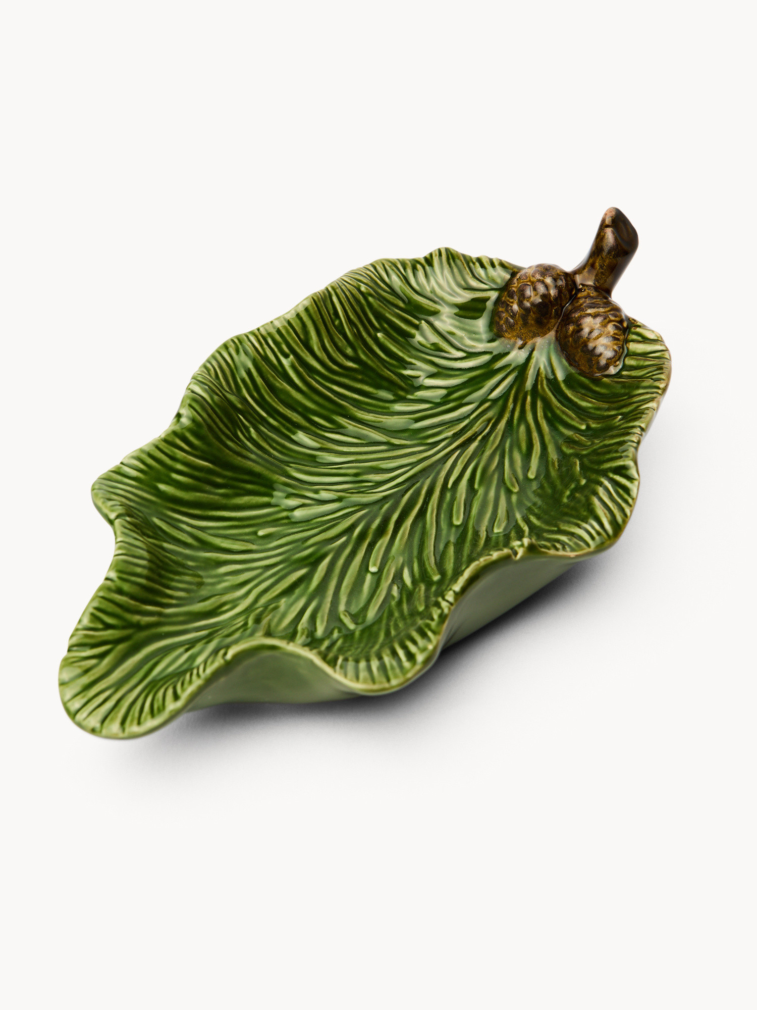 Piattino in ceramica a foglia, Verde, large image number 1