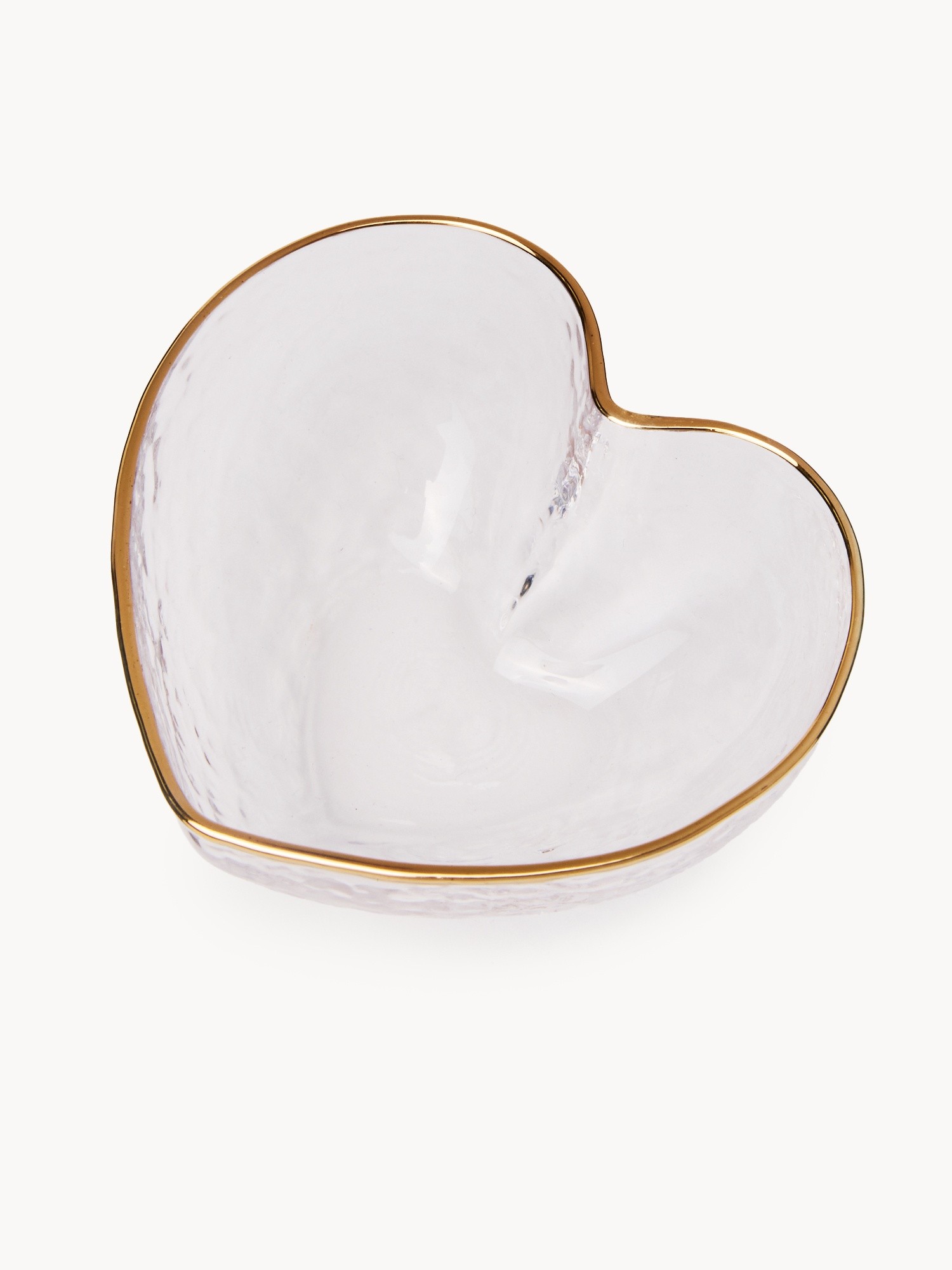 Heart-shaped bowl with gold rim, Transparent, large image number 1