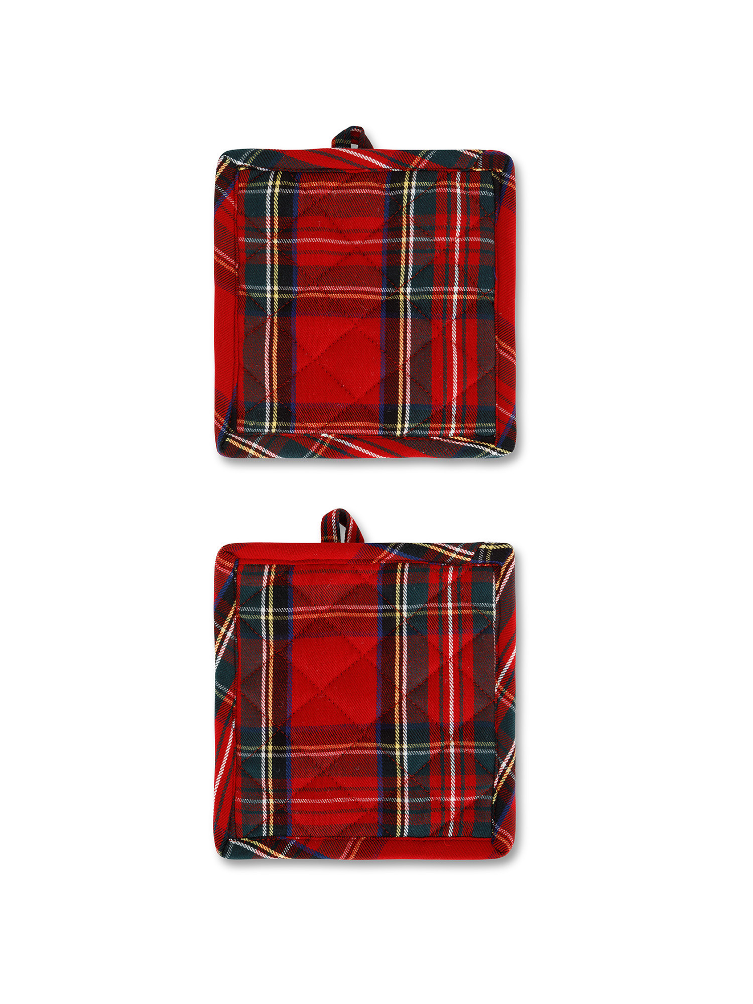 Set 2 Presine Tartan in Twill di Cotone, Rosso, large image number 0