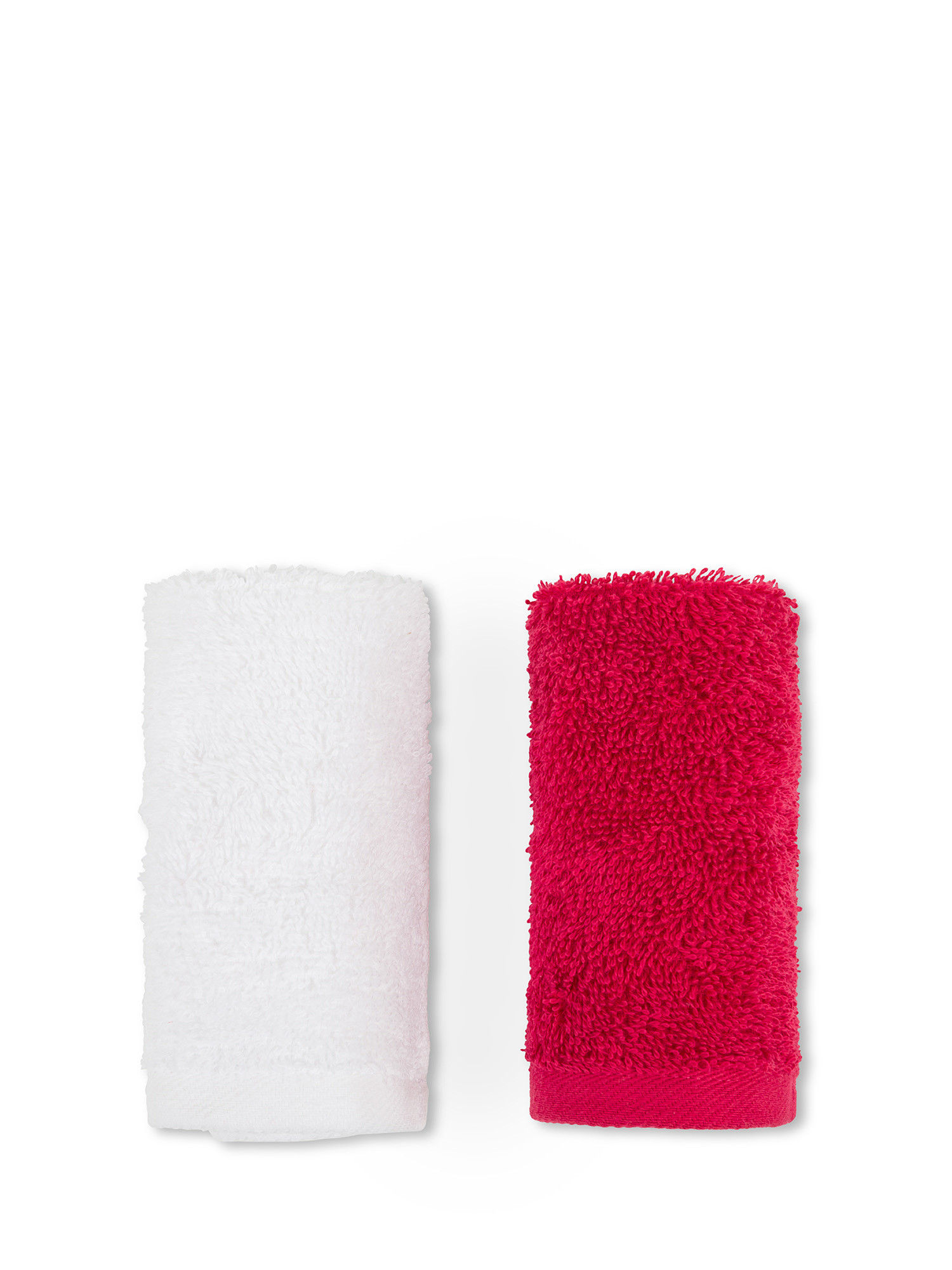 Cestino 4 lavette cotone con pompon, Bianco, large image number 1
