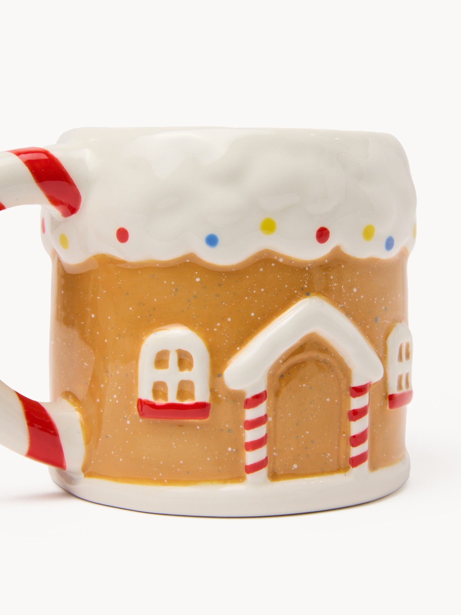 Ceramic mug shaped like a gingerbread house, Light Brown, large image number 1
