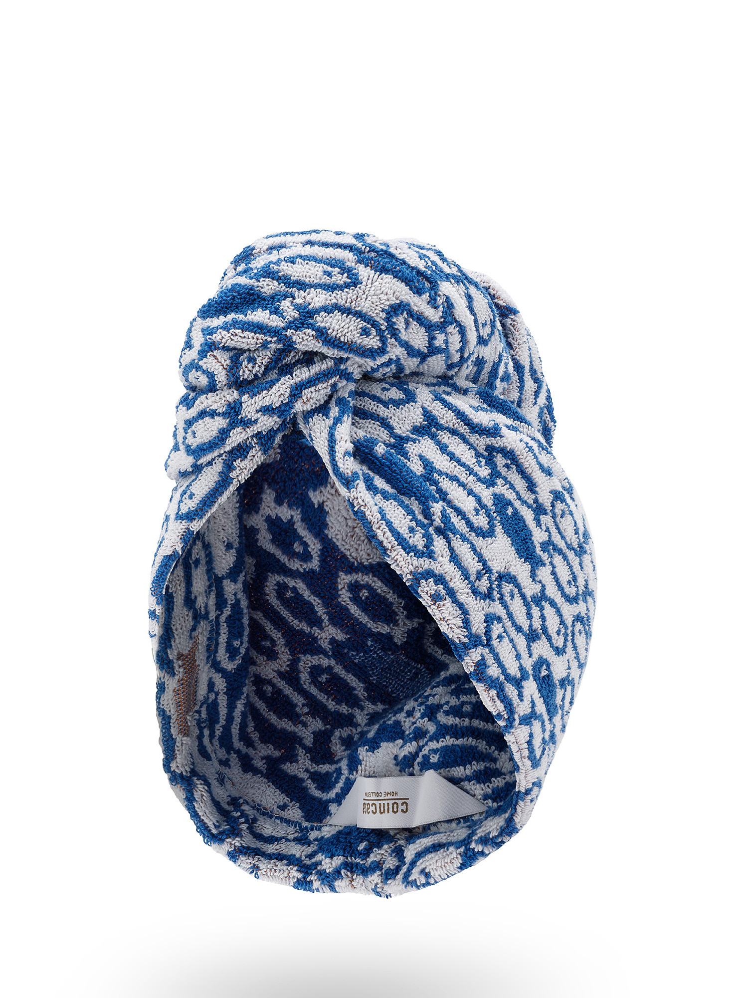 Terry cotton turban with fish motif, Blue, large image number 0