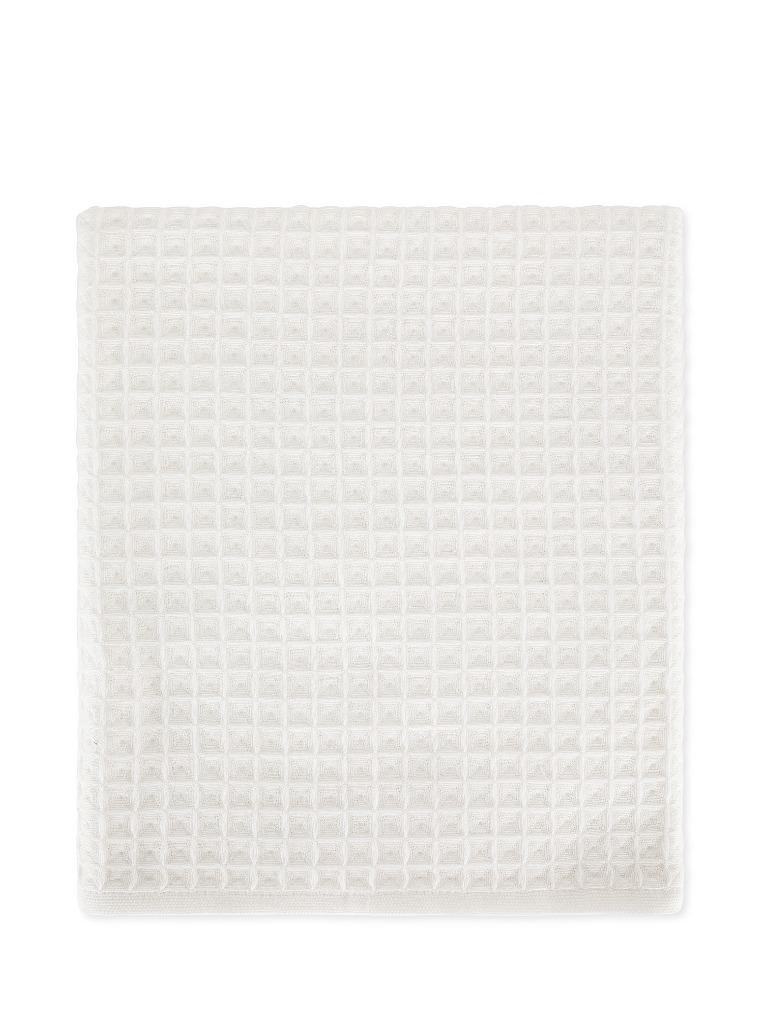 Solid color honeycomb cotton bath towel, White, large image number 0