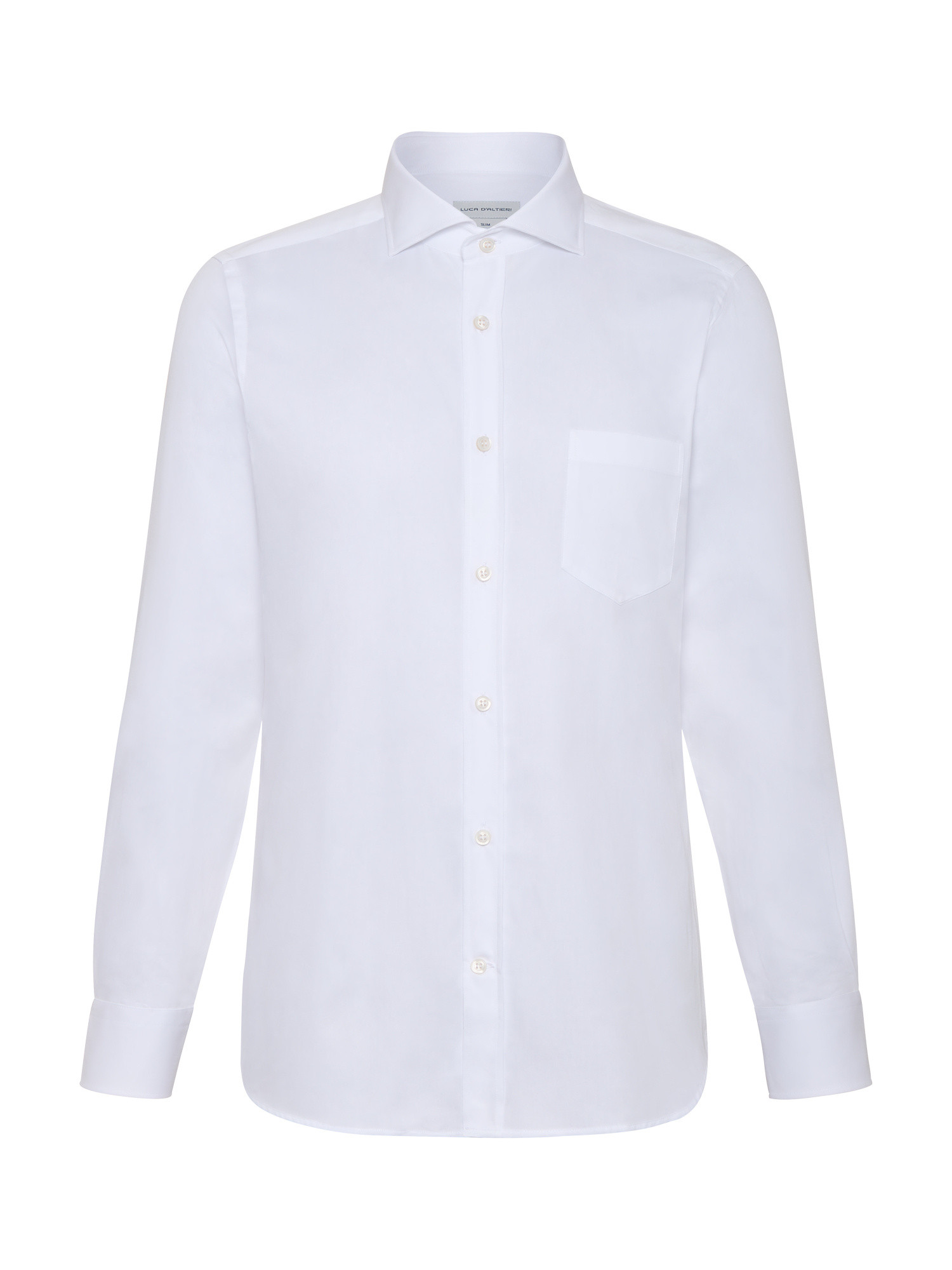 Luca D'Altieri - Casual slim fit shirt in pure cotton twill, White, large image number 1