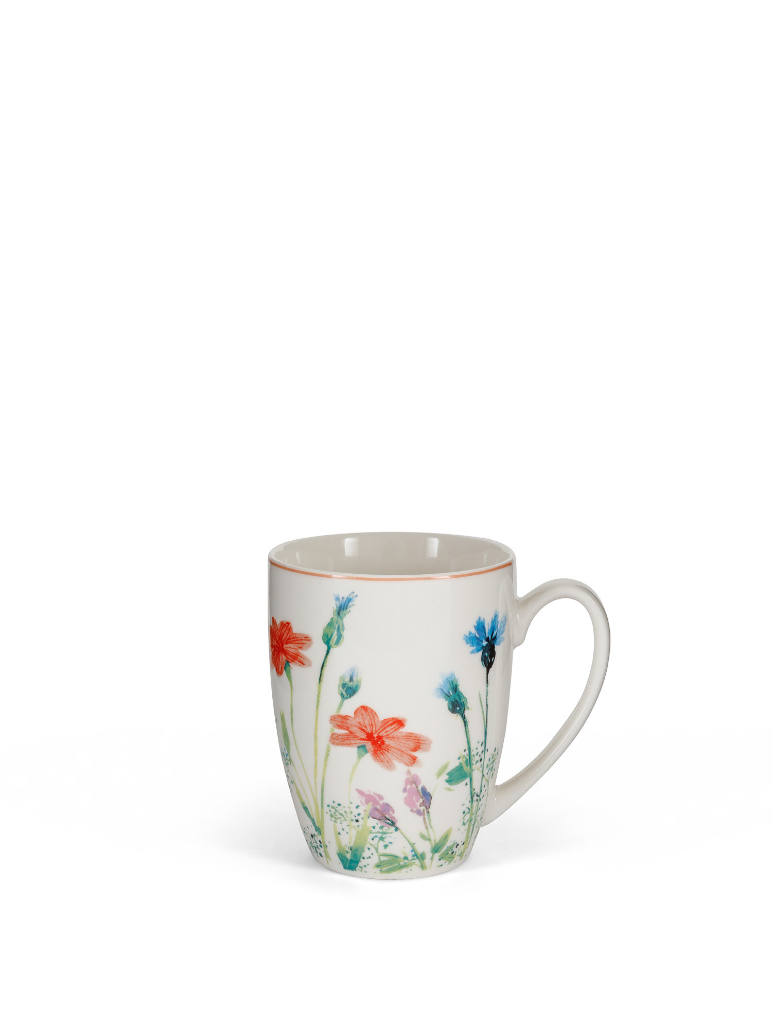 Mug in new bone china with floral motif, White, large image number 0