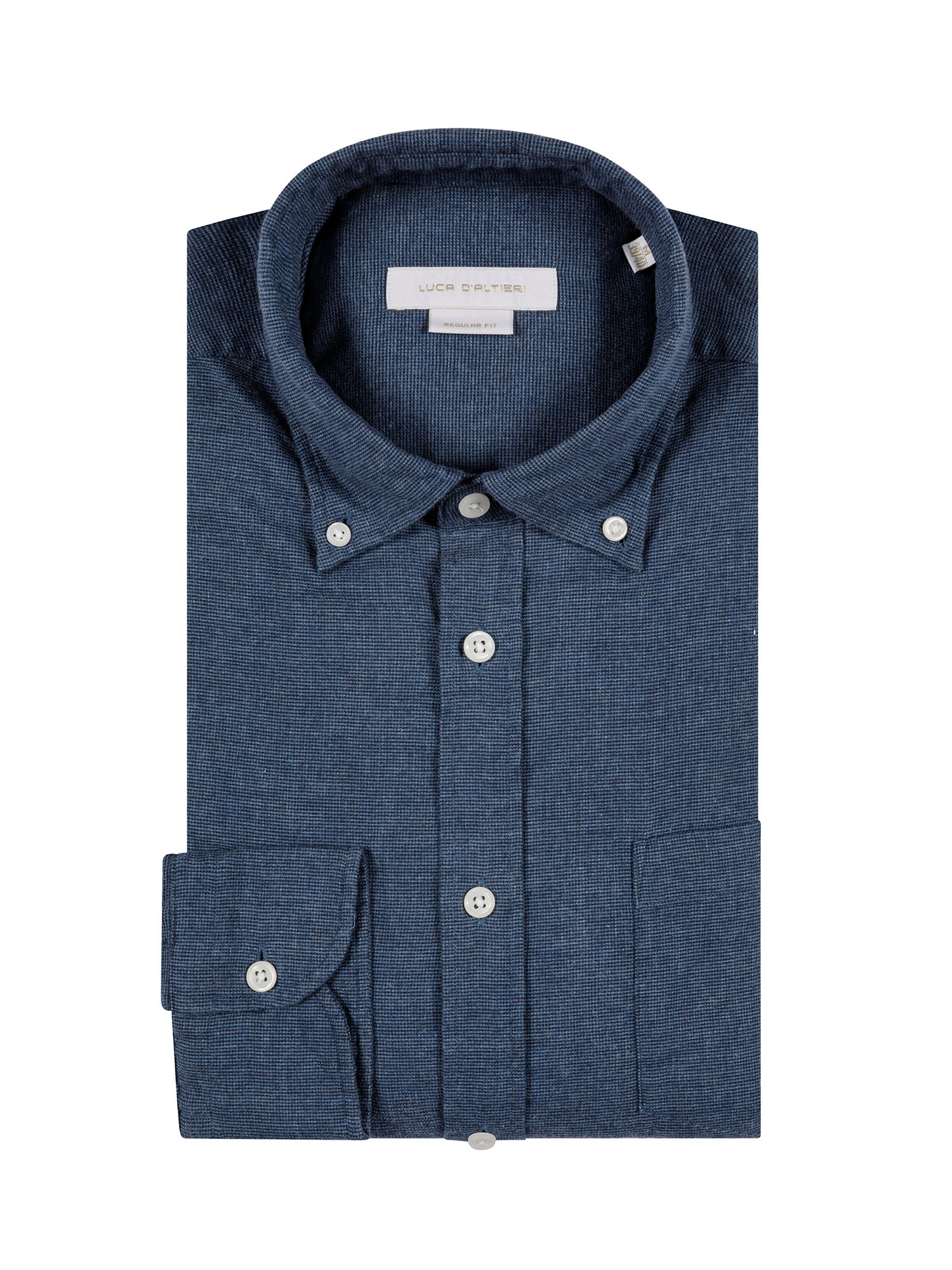 Camicia regular fit in morbida flanella di cotone organico, Blu, large image number 0