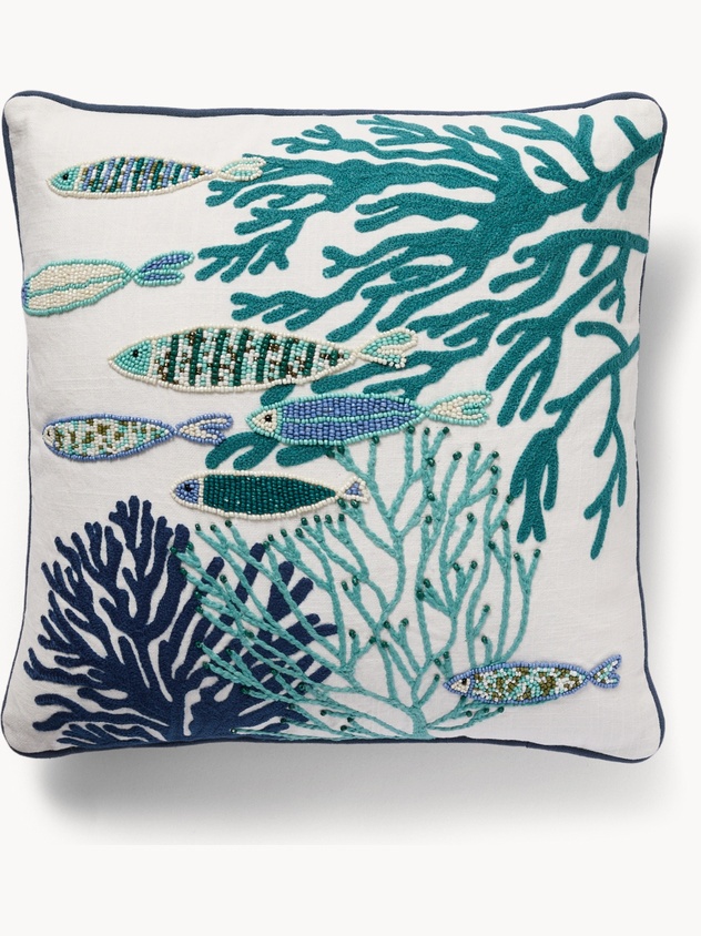 Cuscino ricamo fondale marino45x45cm