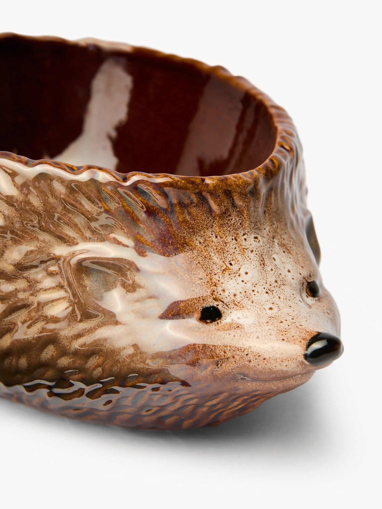 Ceramic bowl with hedgehog motif, Brown, large image number 1