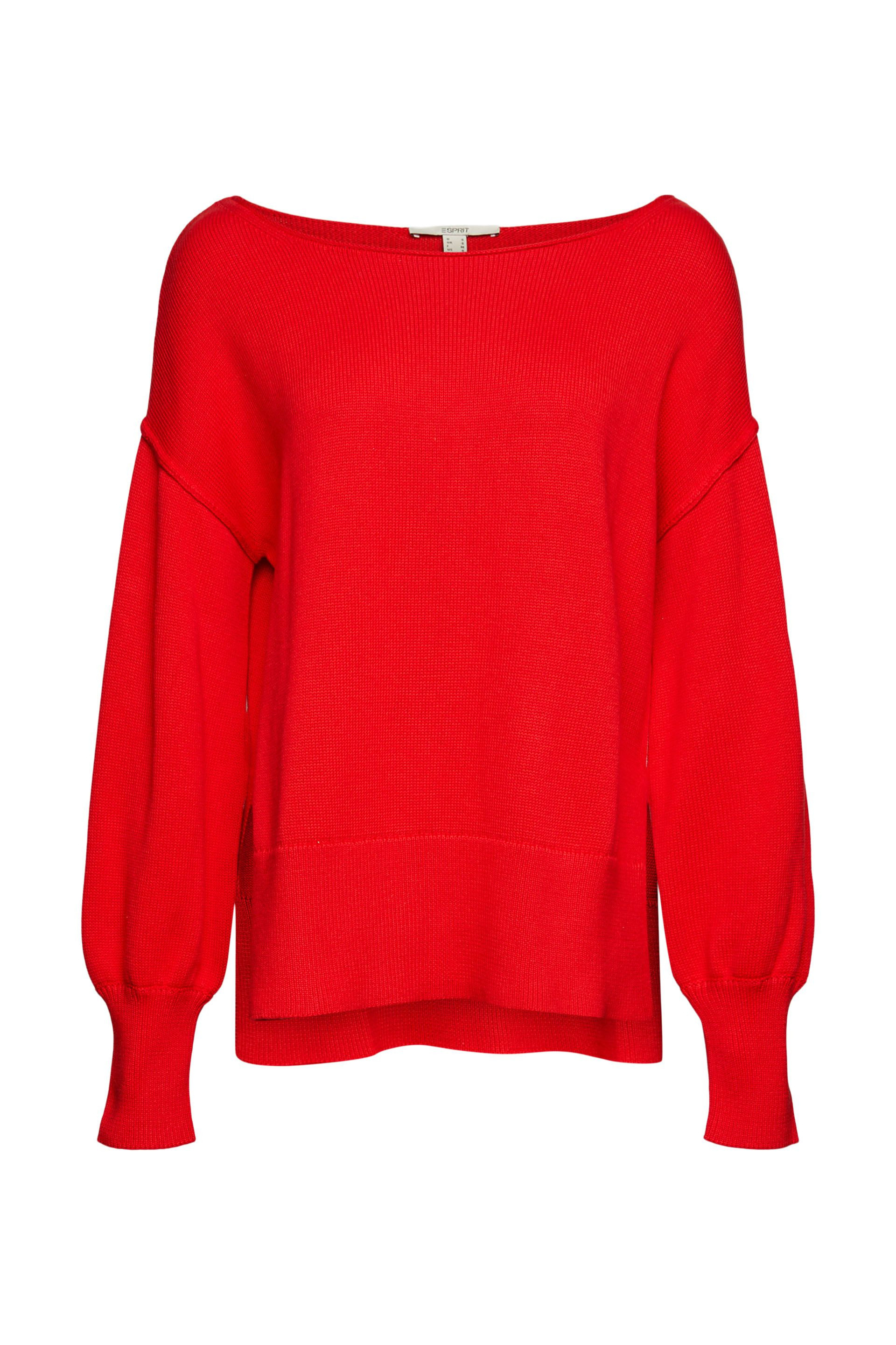 Knitted pullover with slits, Red, large image number 0