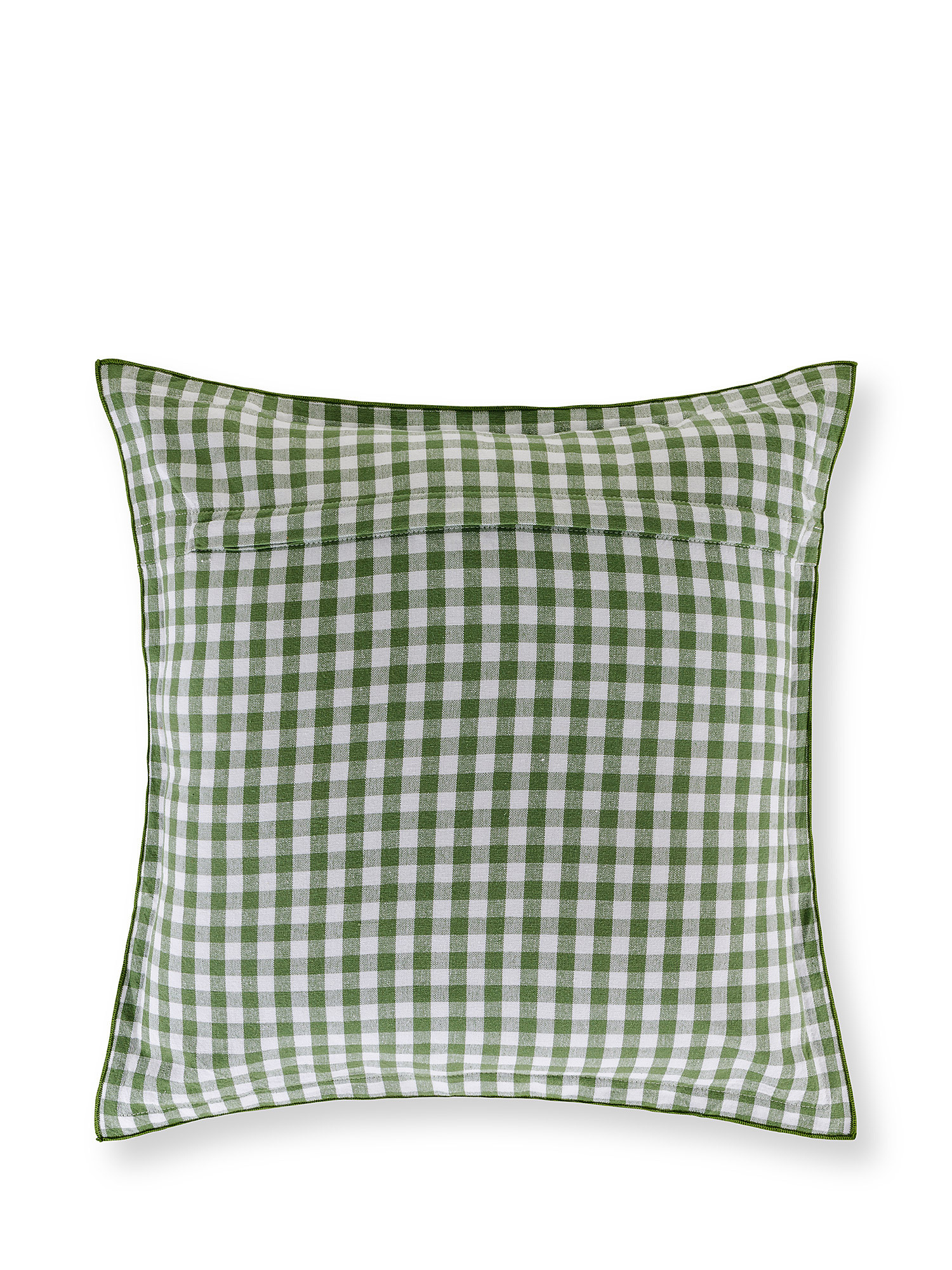 Washed cotton cushion with squares 45x45cm, Green, large image number 1