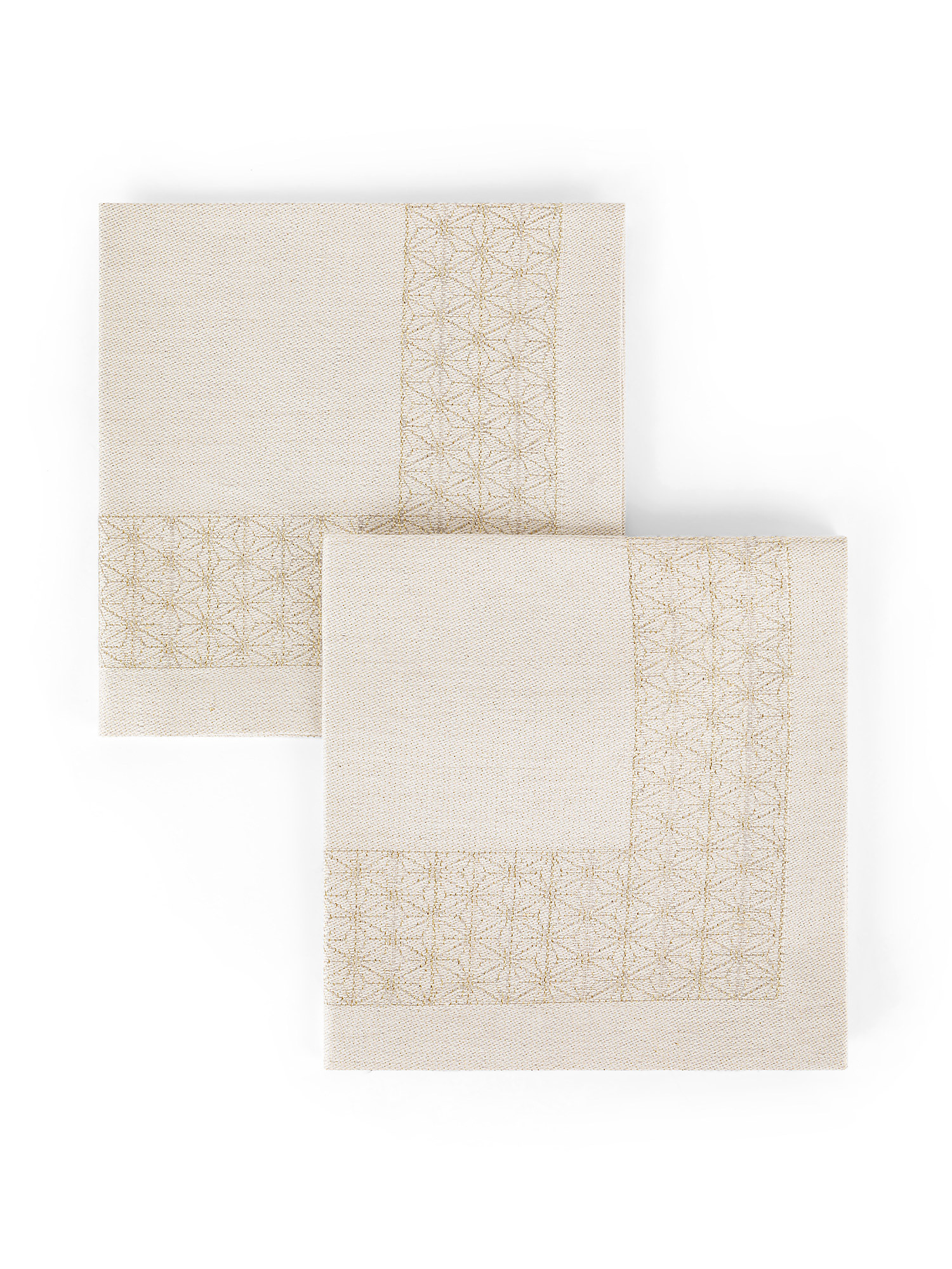 Set of 2 linen and cotton lurex napkins, Gold, large image number 0