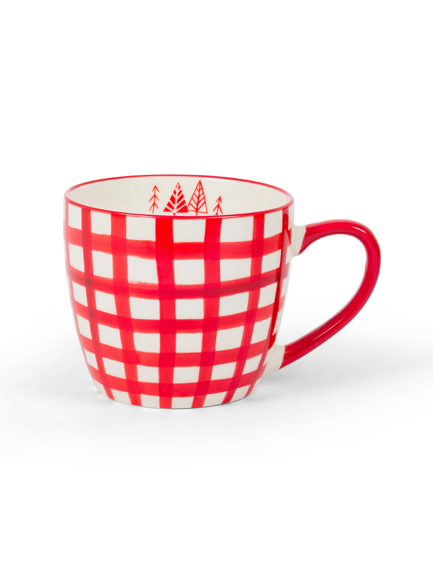 Tazza jumbo new bone china motivo check, Rosso, large image number 0