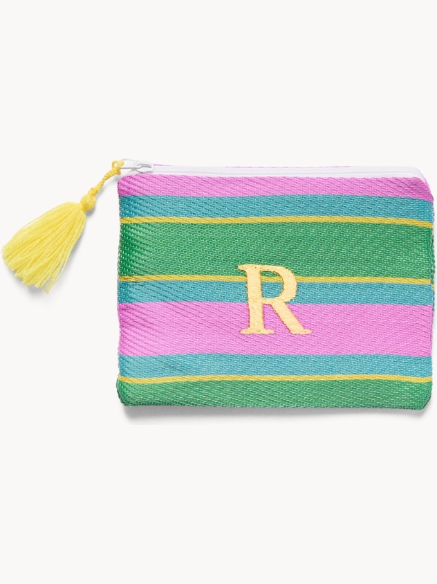 Pochette con lettera ricamata P