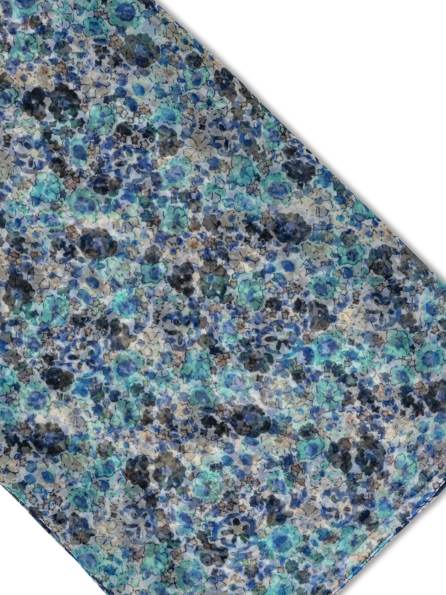 Foulard chiffon stampa fiorellini, Blu, large image number 1