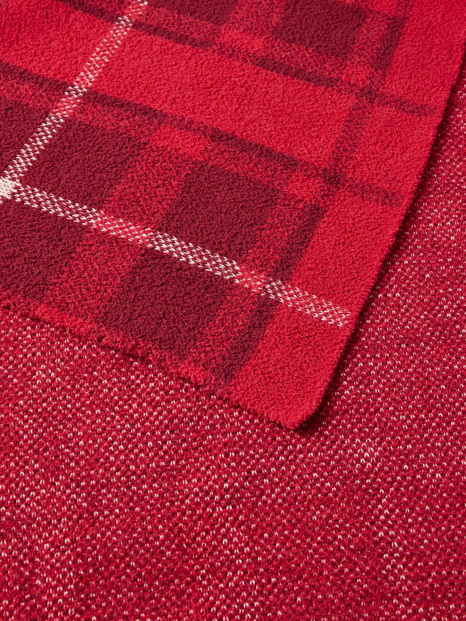 Knitted cotton throw, Bianco/Rosso, large image number 0