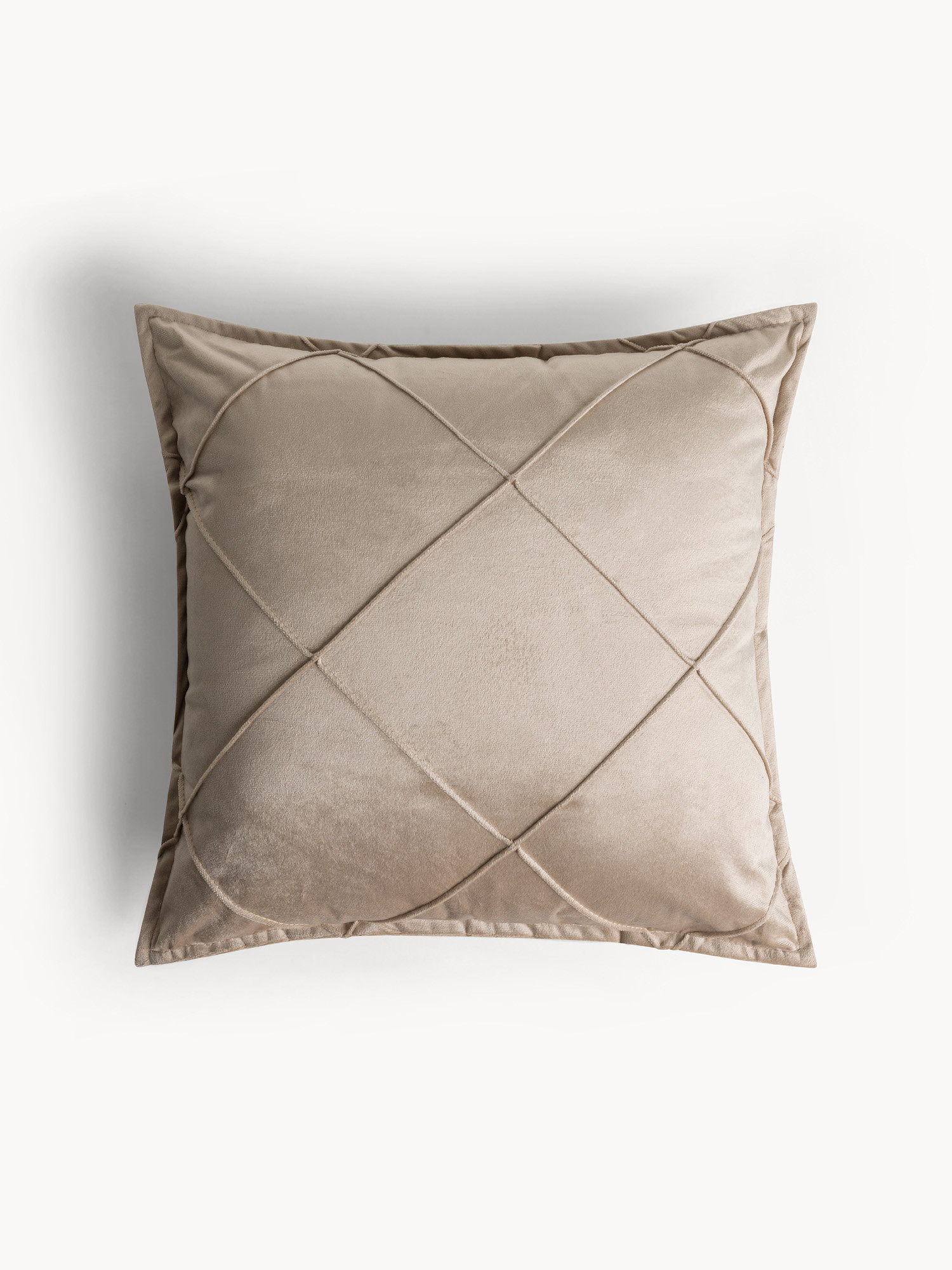 Cuscino 45x45 cm in velluto motivo geometrico, Naturale, large image number 0