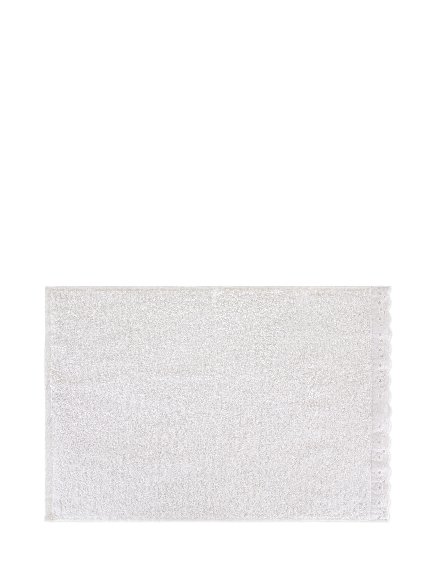 Asciugamano spugna di cotone bordo sangallo, Bianco, large image number 1