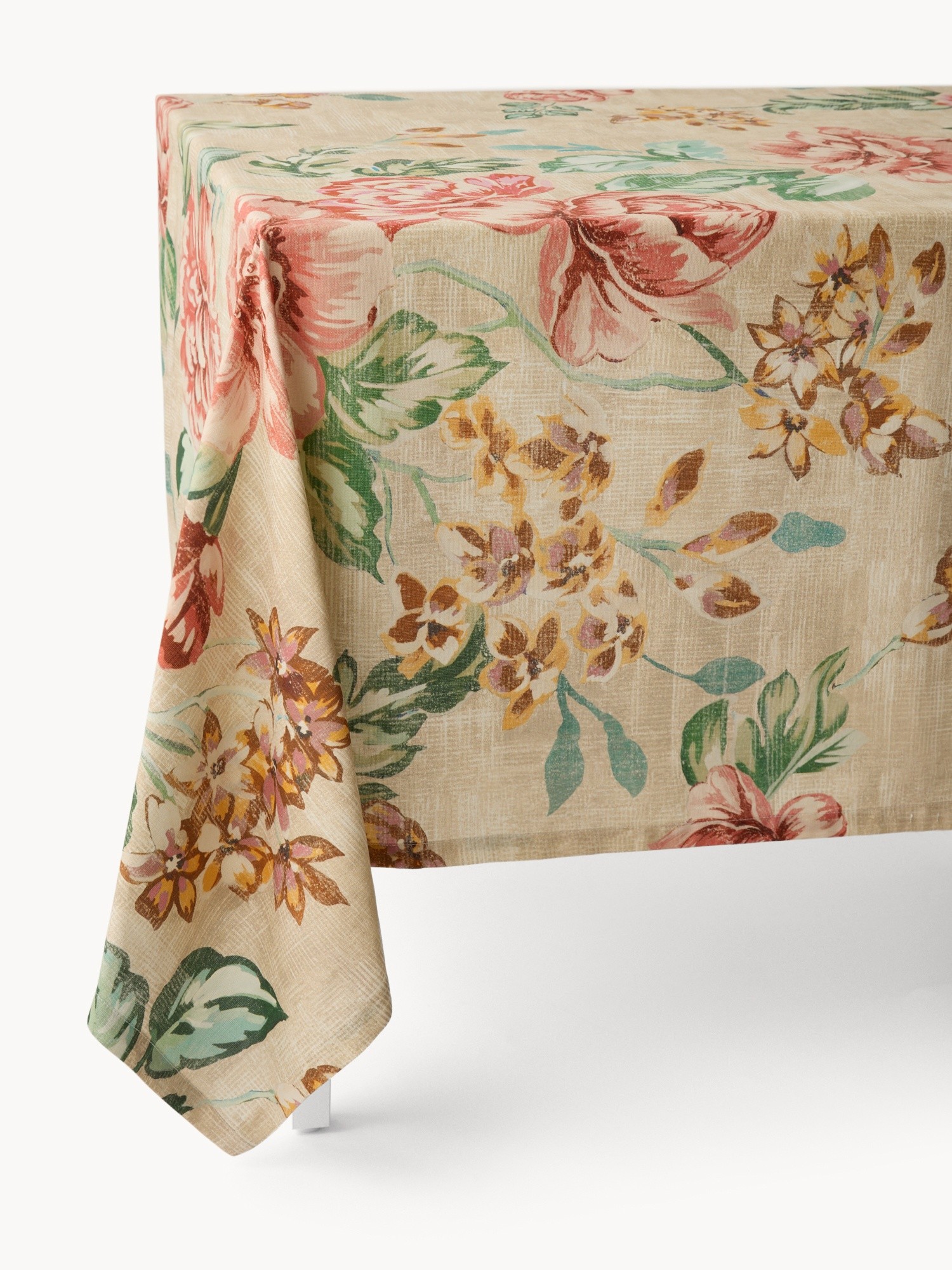 Cotton Panama Tablecloth with Vintage Floral Print - Discounted Price, Multicolor, large image number 0