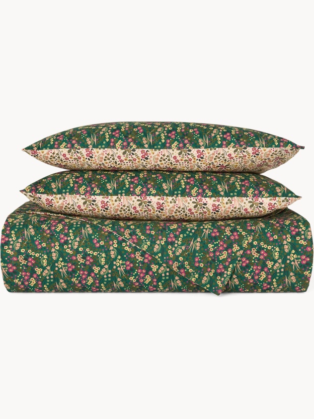 Cotton percale sheet set with a floral pattern - Discounted Price