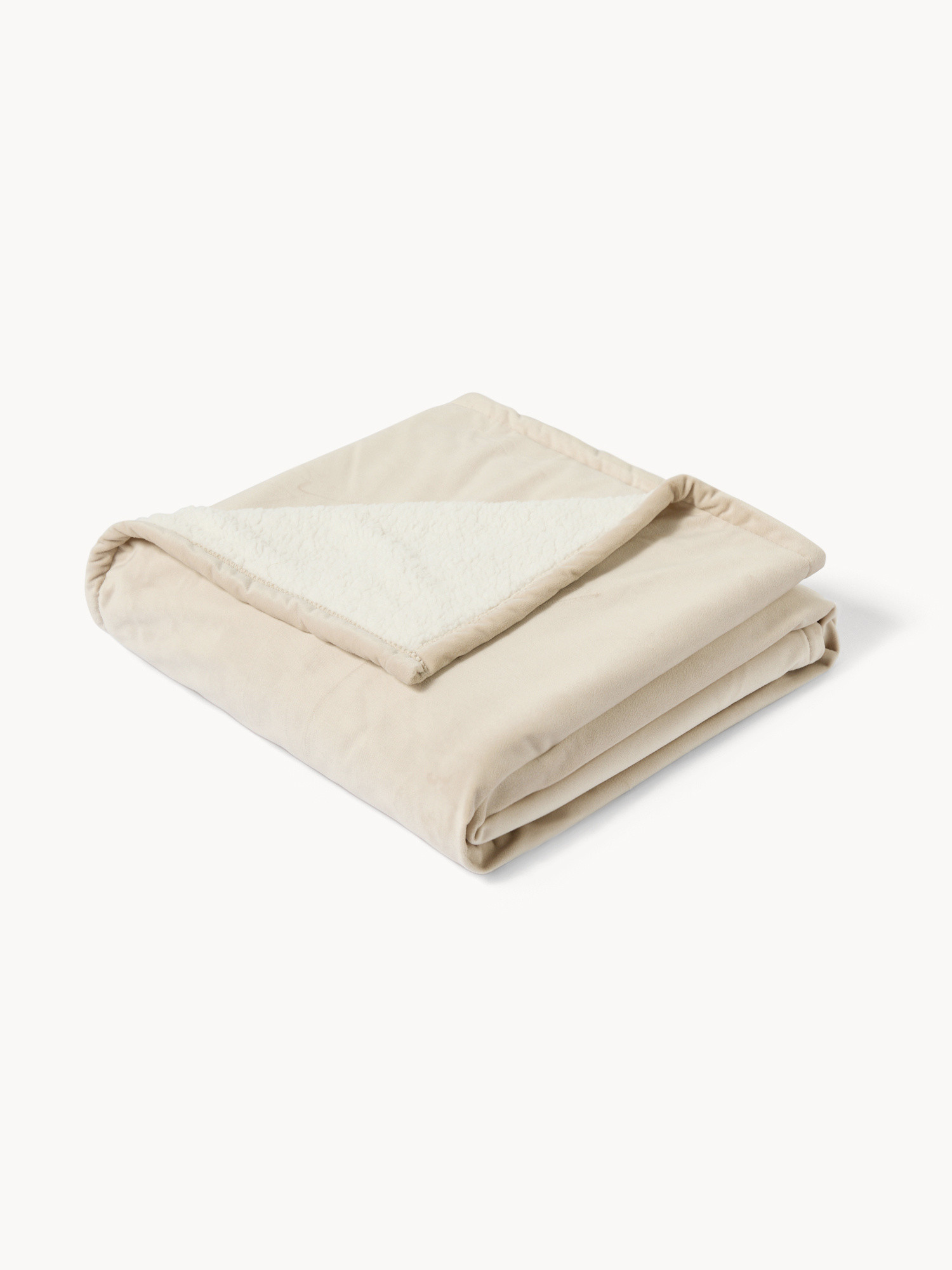 Plaid velluto e sherpa, Beige, large image number 0