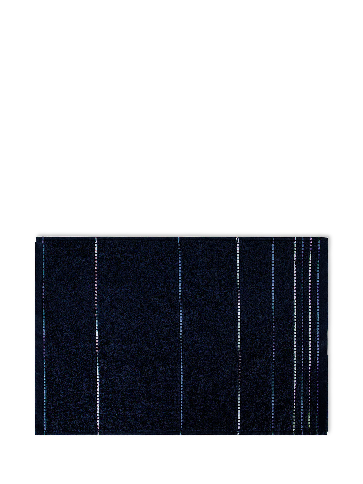 Set 3 asciugamani spugna di cotone a righe, Blu, large