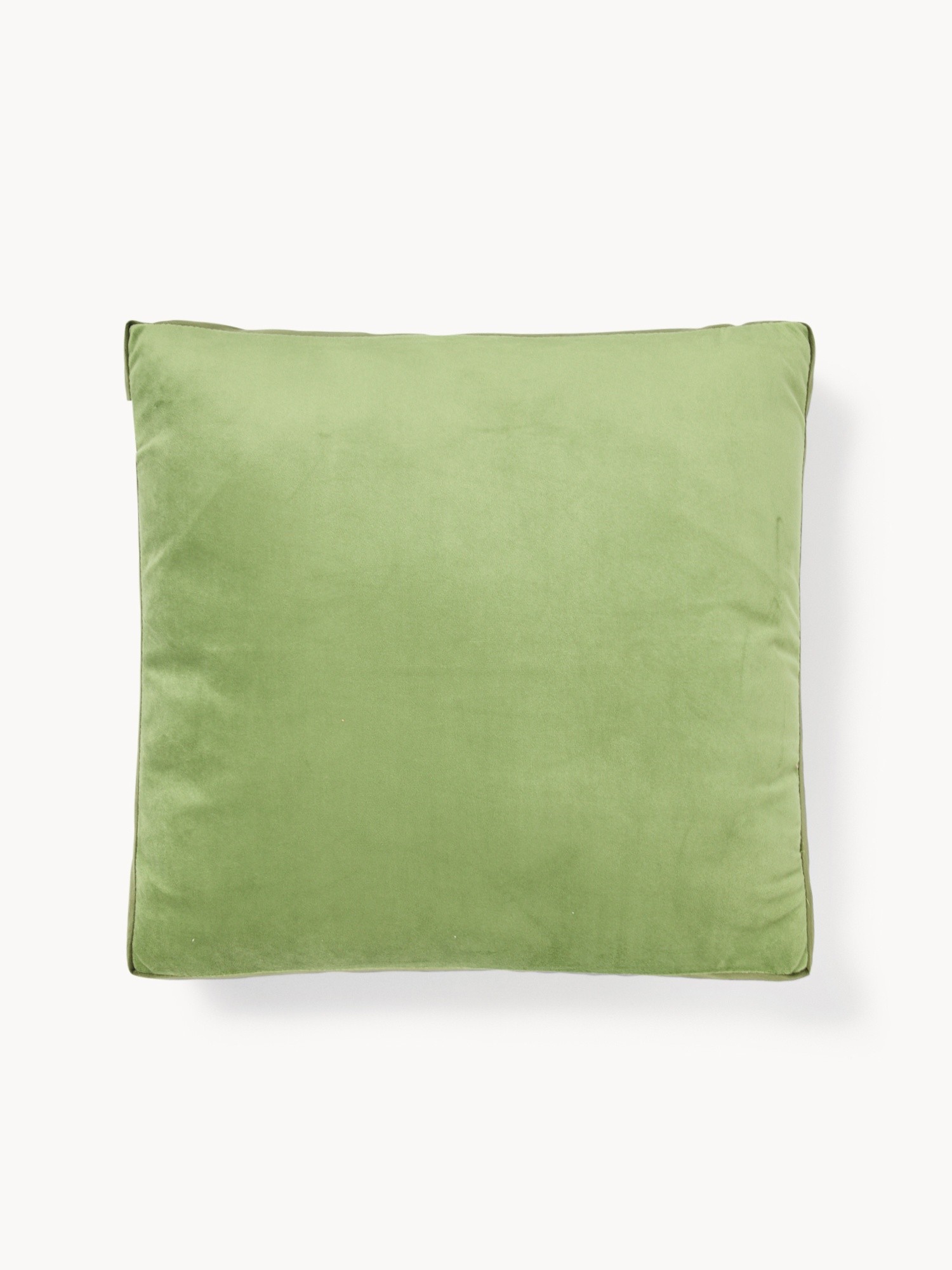 Velvet pillow with two-tone band  - Discounted Price, Green, large image number 1
