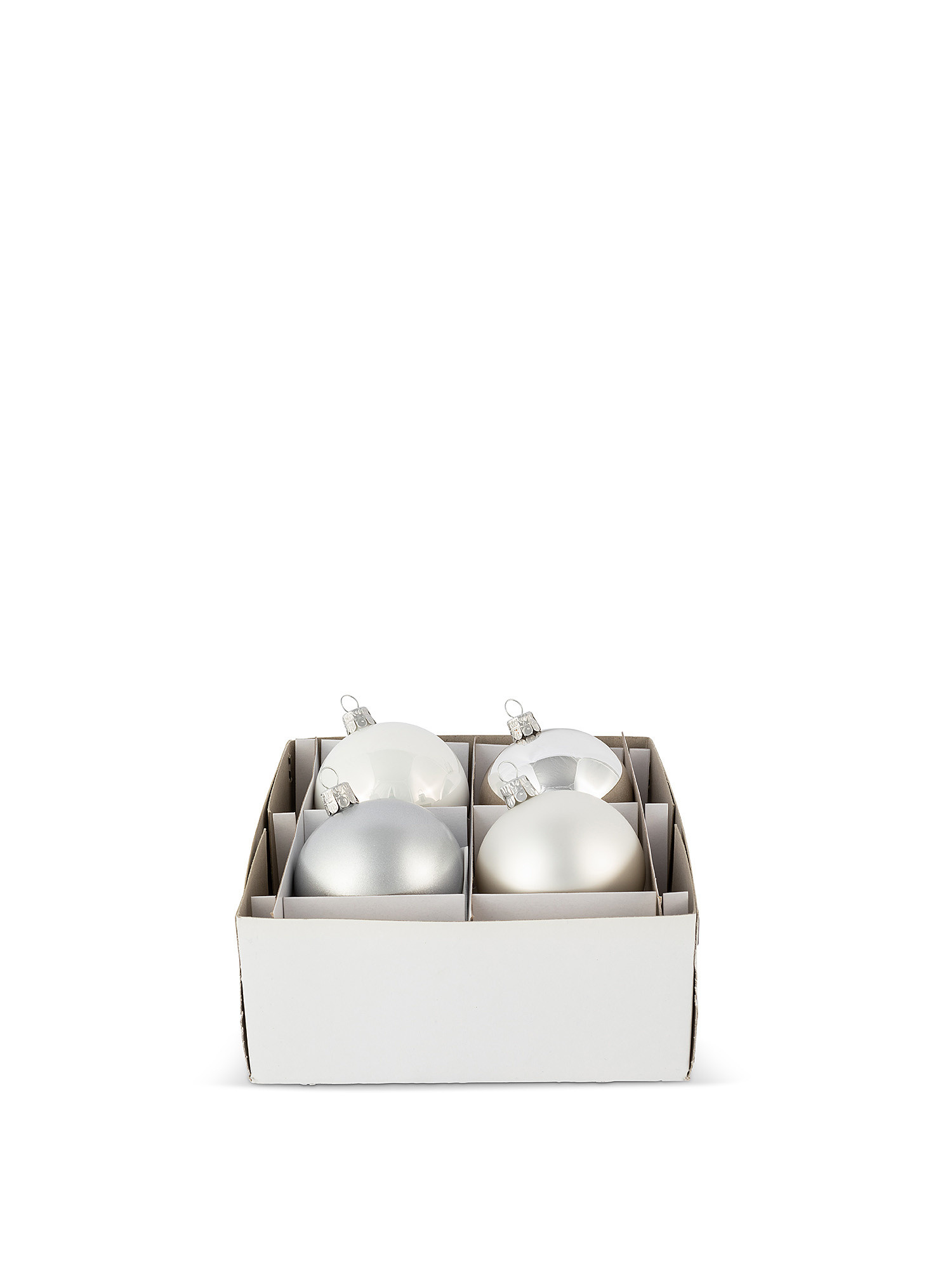 Set of 4 glass balls, Silver Grey, large image number 0