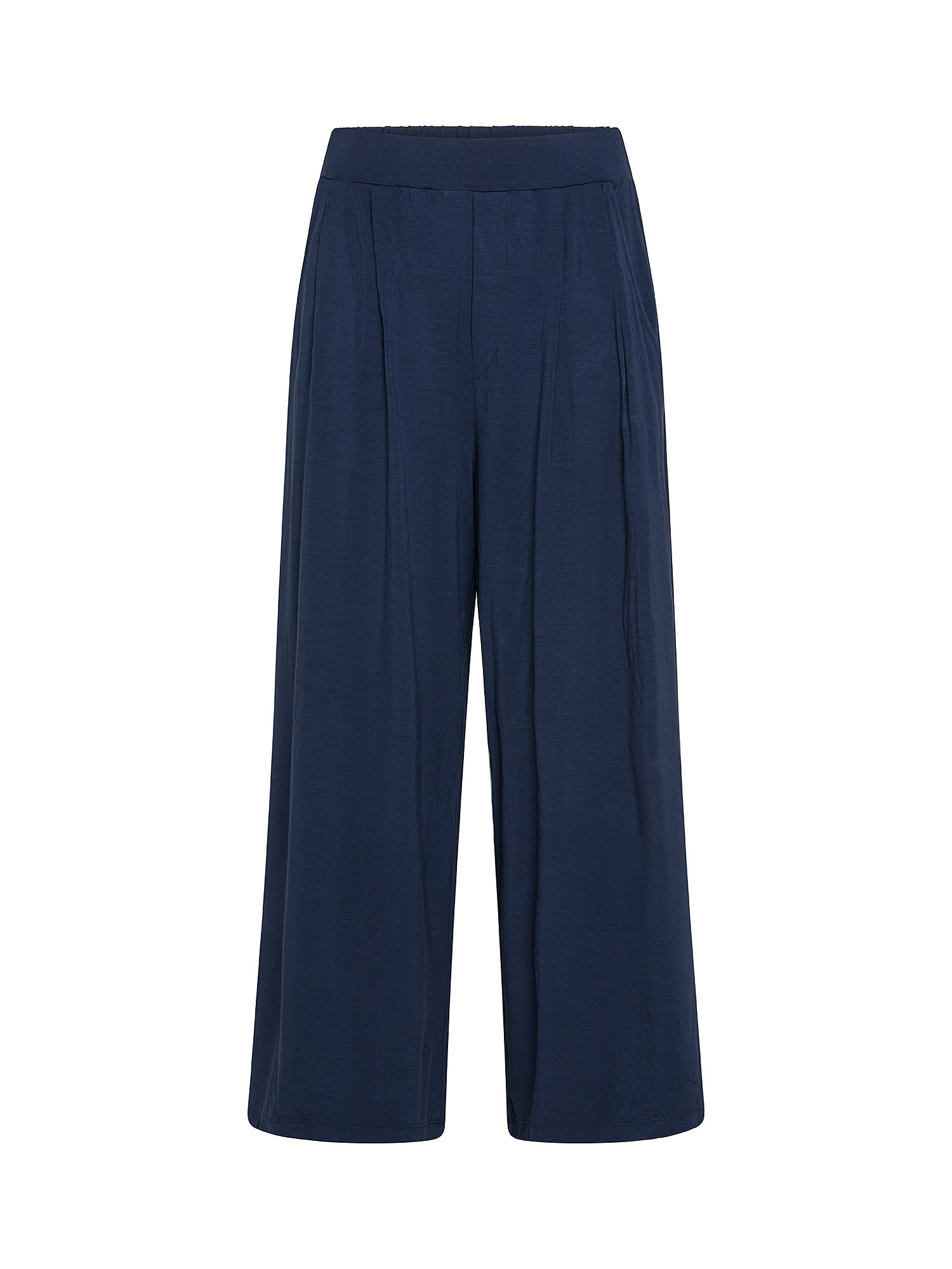 Solid color bamboo viscose trousers, Blue, large image number 0