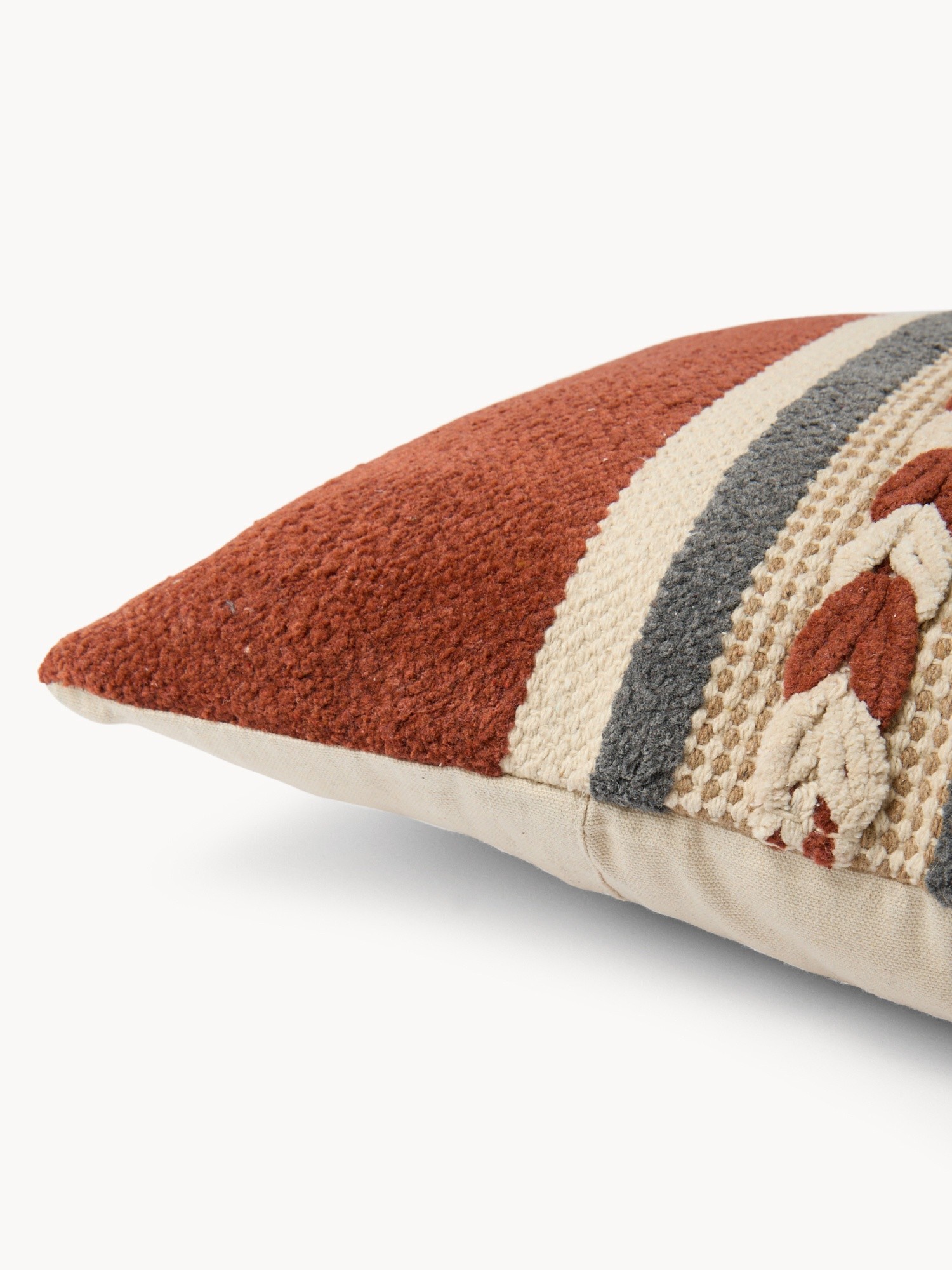 Cuscino in ciniglia di cotone con treccia 45x45cm - Prezzo di lancio, Rosso, large image number 2