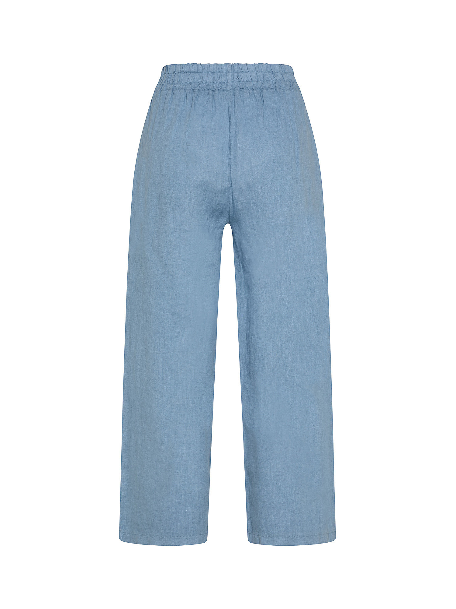 Pantalone puro lino con fusciacca, Azzurro, large image number 1