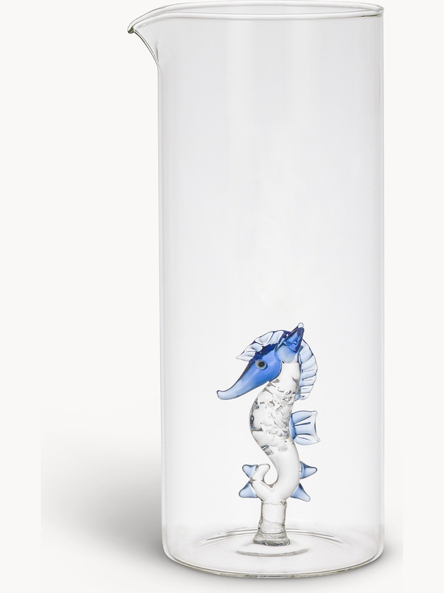 Caraffa vetro borosilicato dettaglio cavalluccio marino