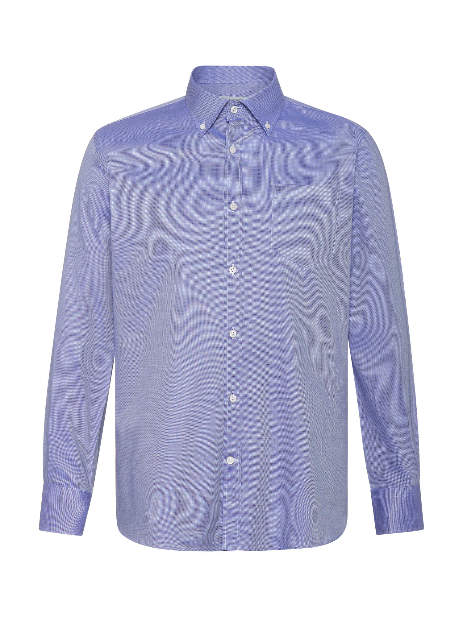 Luca D'Altieri - Regular fit chasuble shirt in pure textured cotton, Light Blue, large image number 1