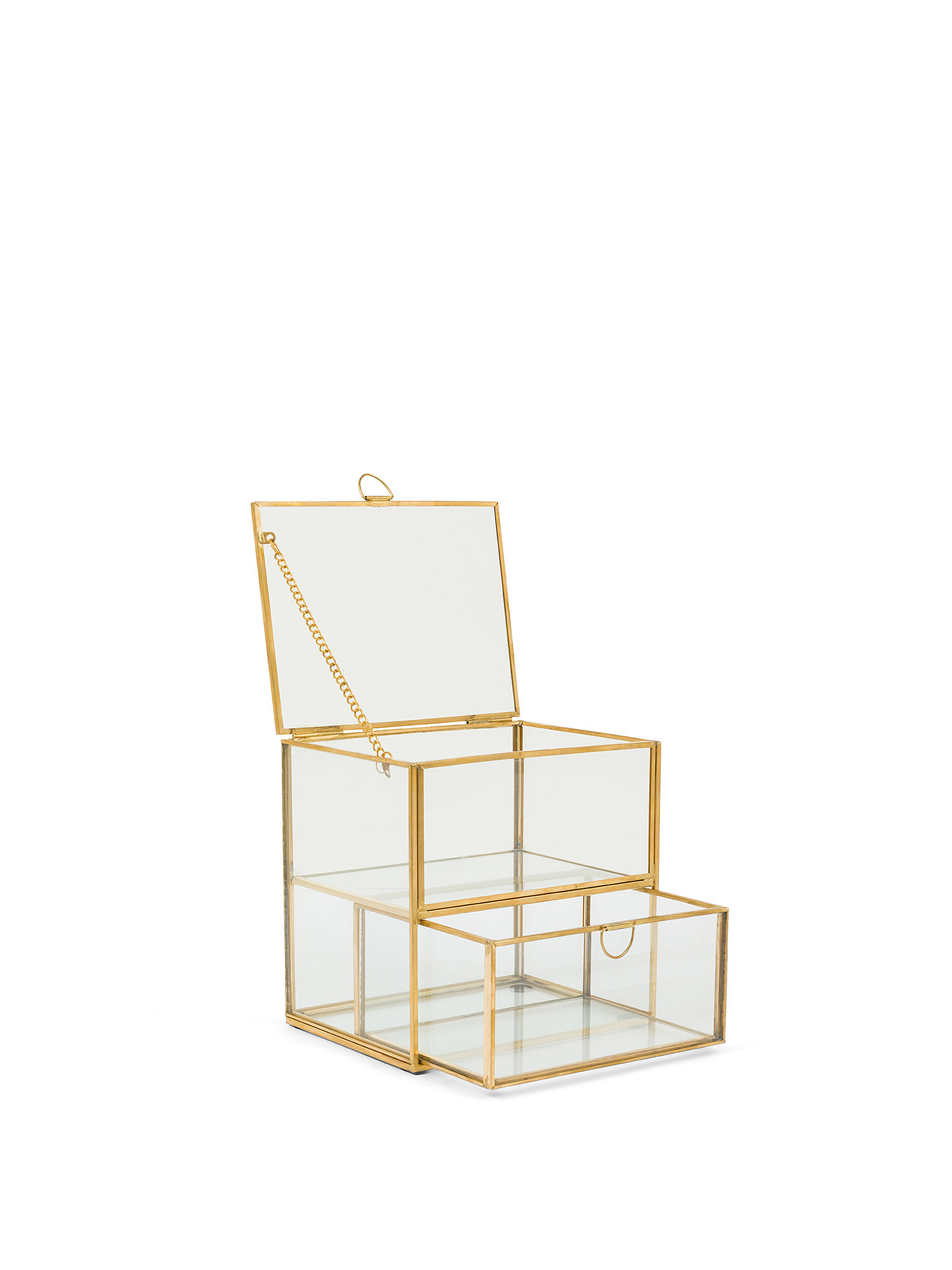 Two-tier jewelery box with golden edges, Transparent, large image number 1