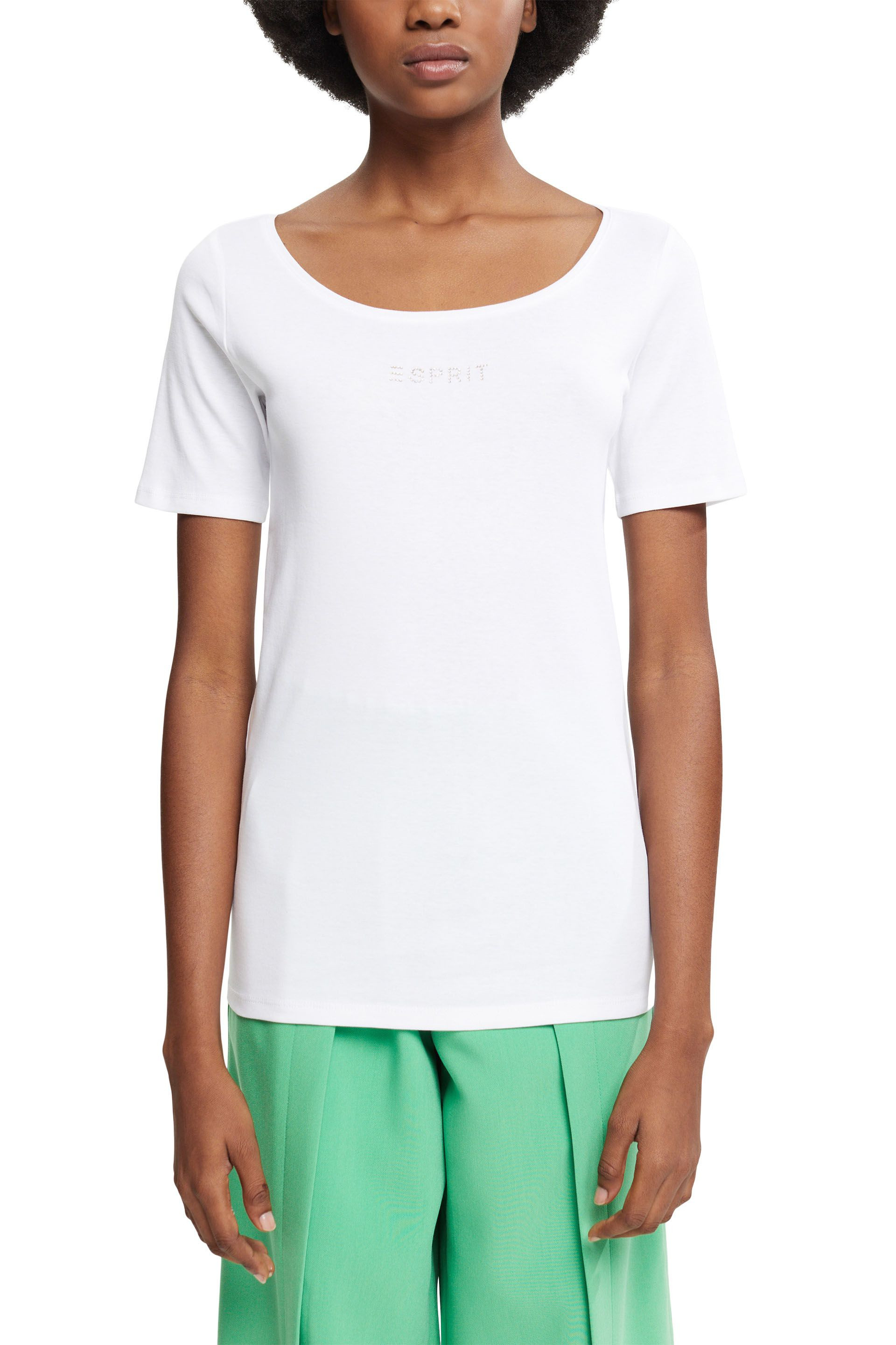 Esprit - Cotton logo T-shirt, White, large image number 1