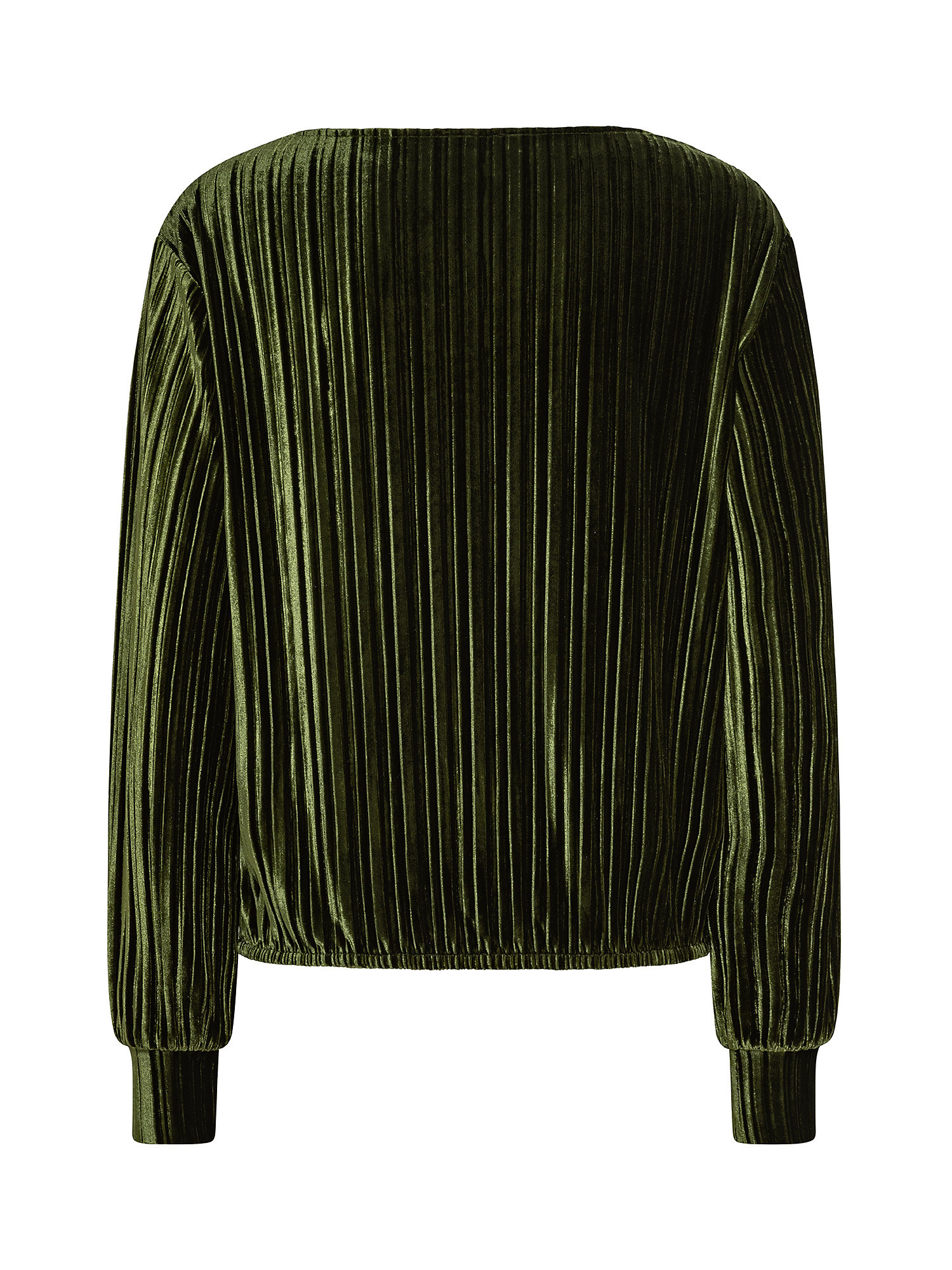 T-shirt in velour plissé, Verde, large image number 1