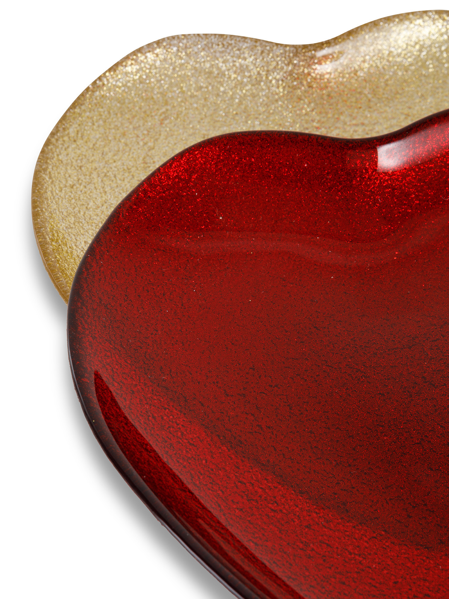 Heart-shaped glass saucer, Red, large image number 1