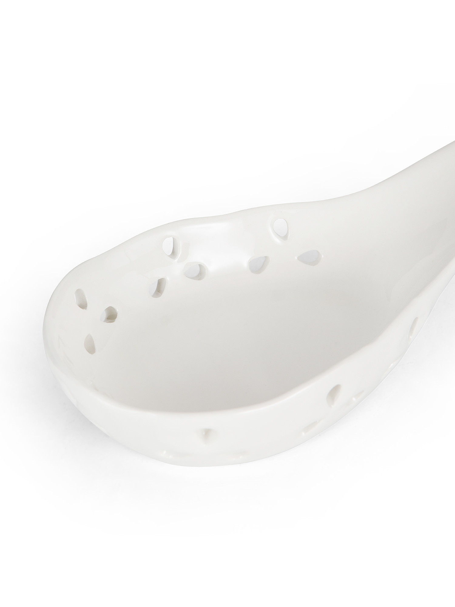 Ceramic spoon holder with perforated edge, White, large image number 1