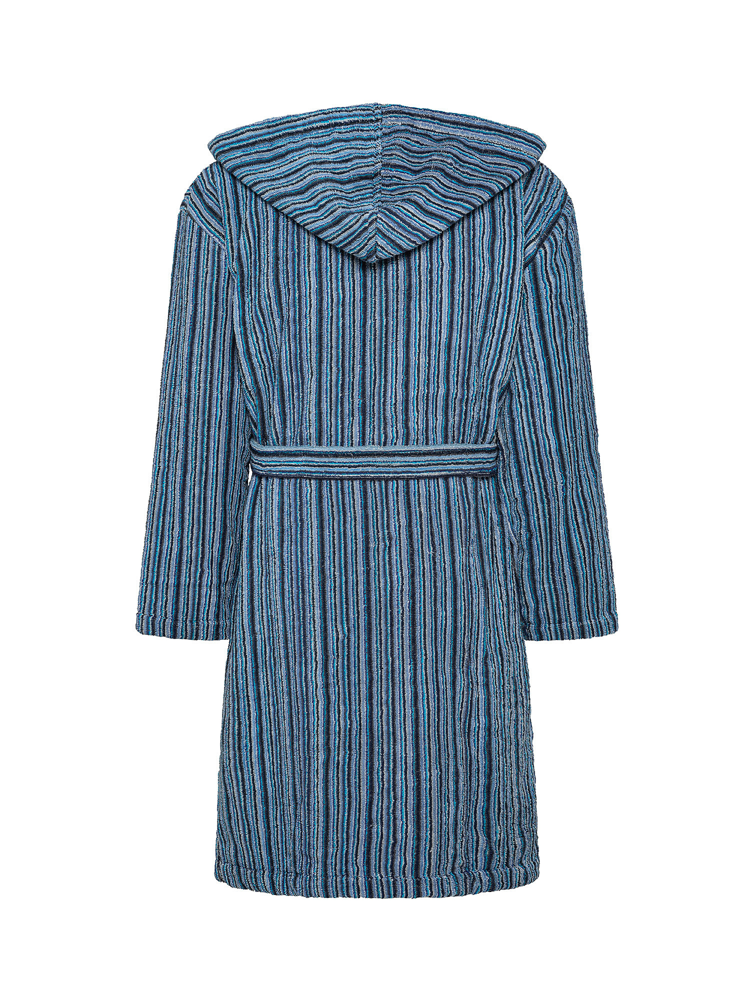 Striped cotton terry bathrobe, Blue, large image number 1