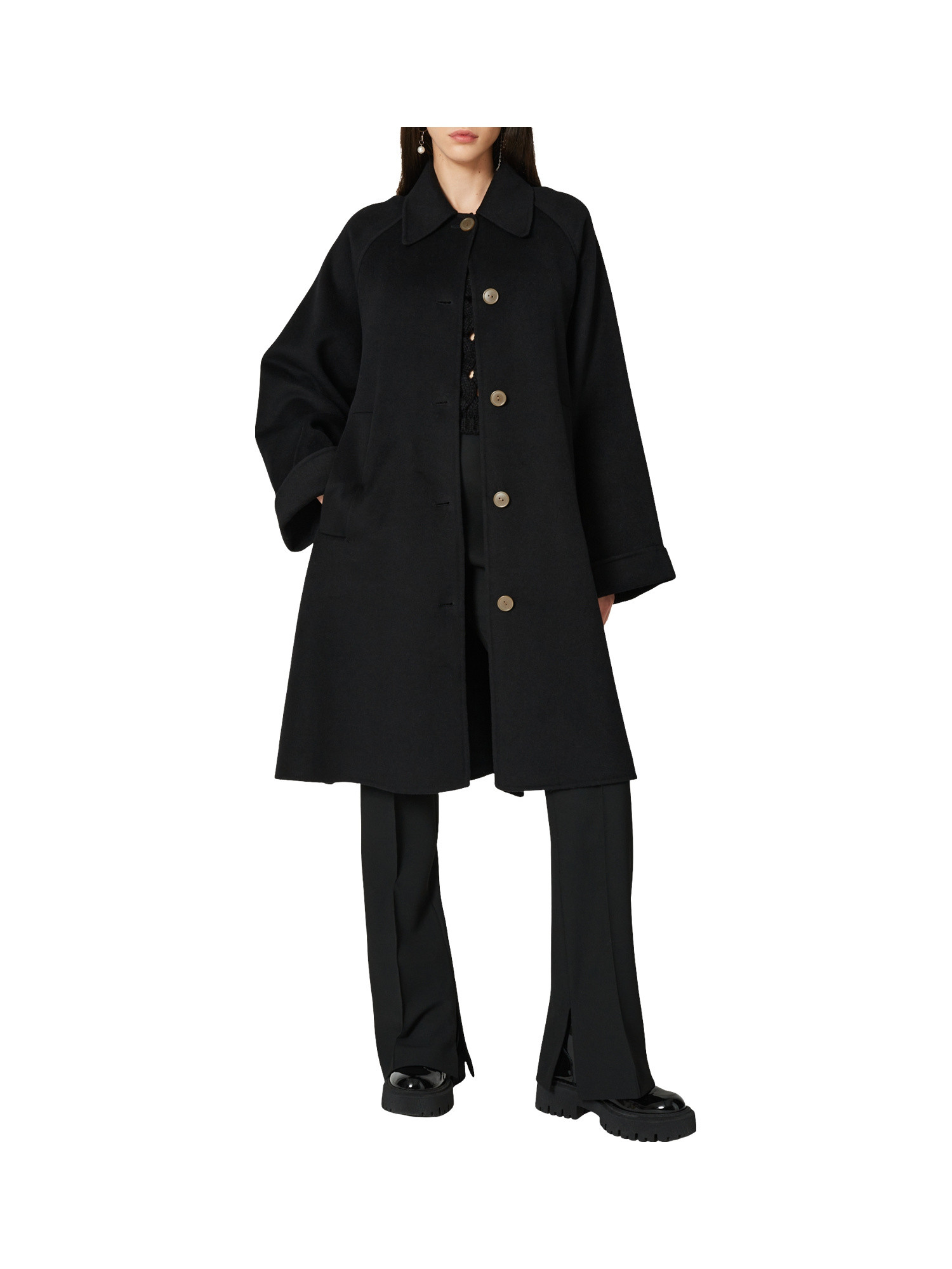 Double single-breasted coat sewn by hand, Black, large image number 4
