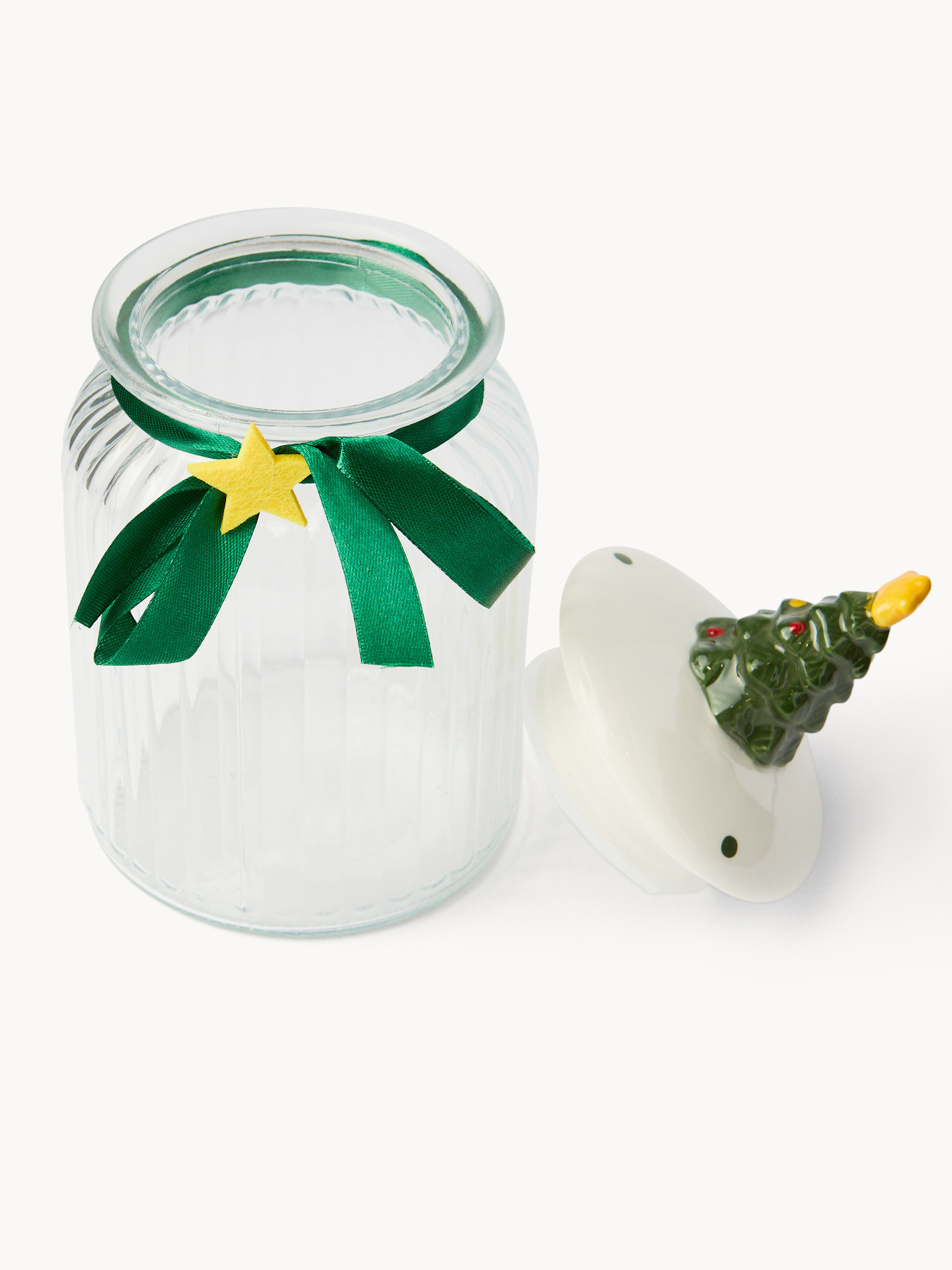Glass jar with Santa Claus lid, White, large image number 1