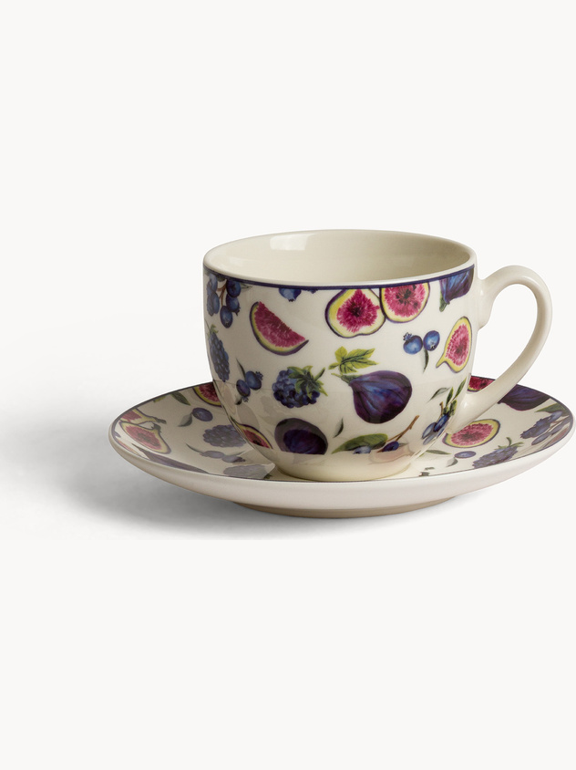 Tazza tè new bone china motivo fichi