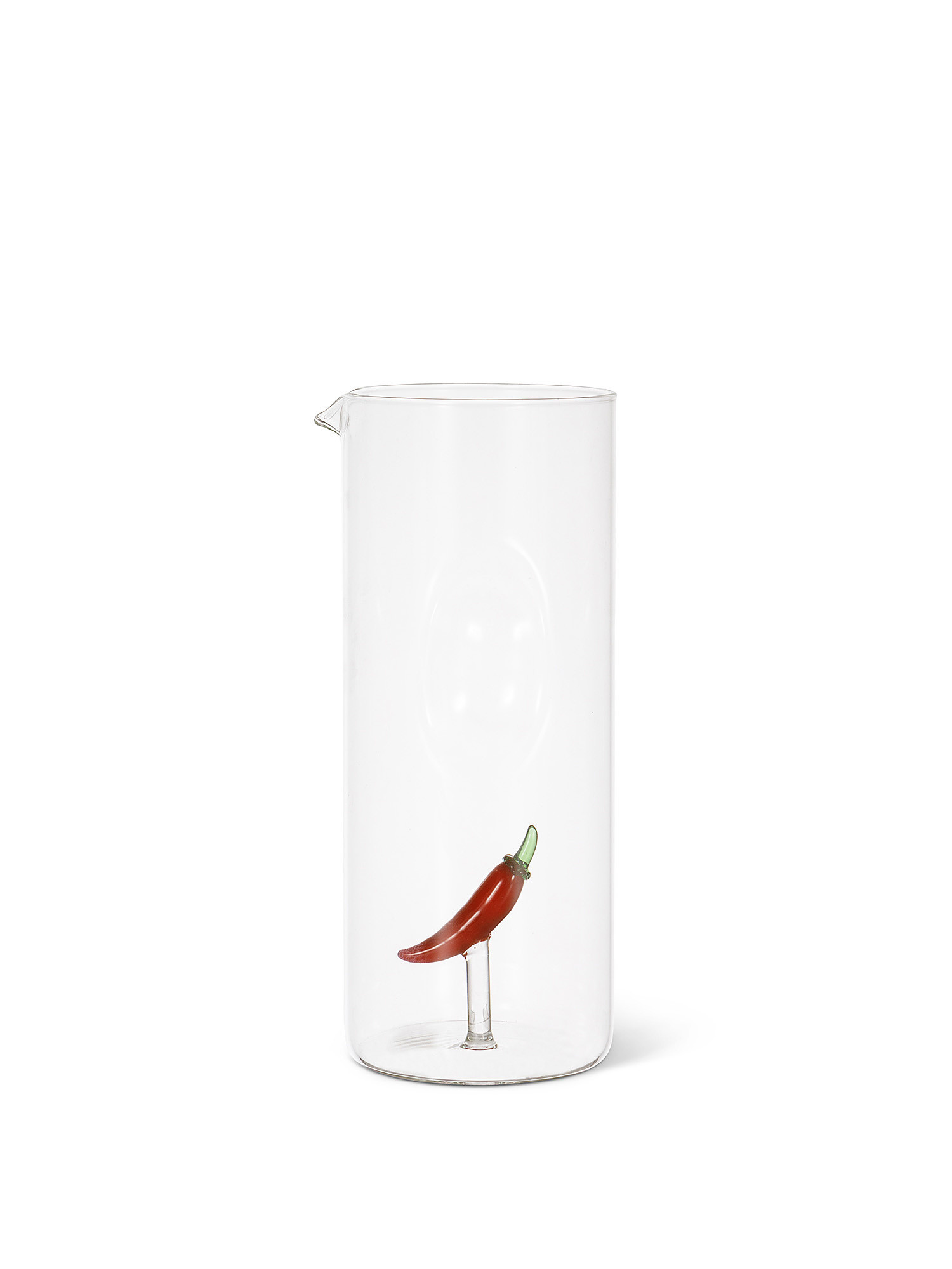 Glass jug with chili pepper detail, Transparent, large image number 0